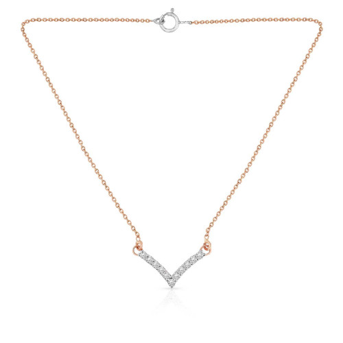 Malabar 18 KT Rose Gold Studded Semi Long Necklace SMGP6119