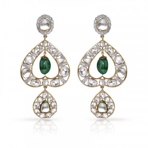 Mughal Dynasty Era Uncut Diamond Gold Earring STERBVA002