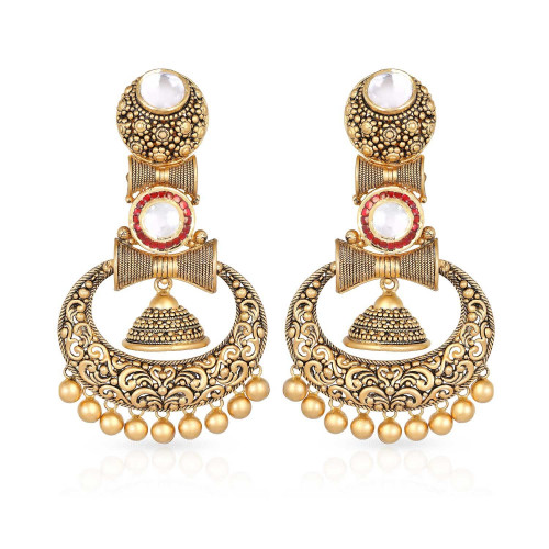 Gujarati Bride Ethnix Gold Earring STGEANKDRGA004