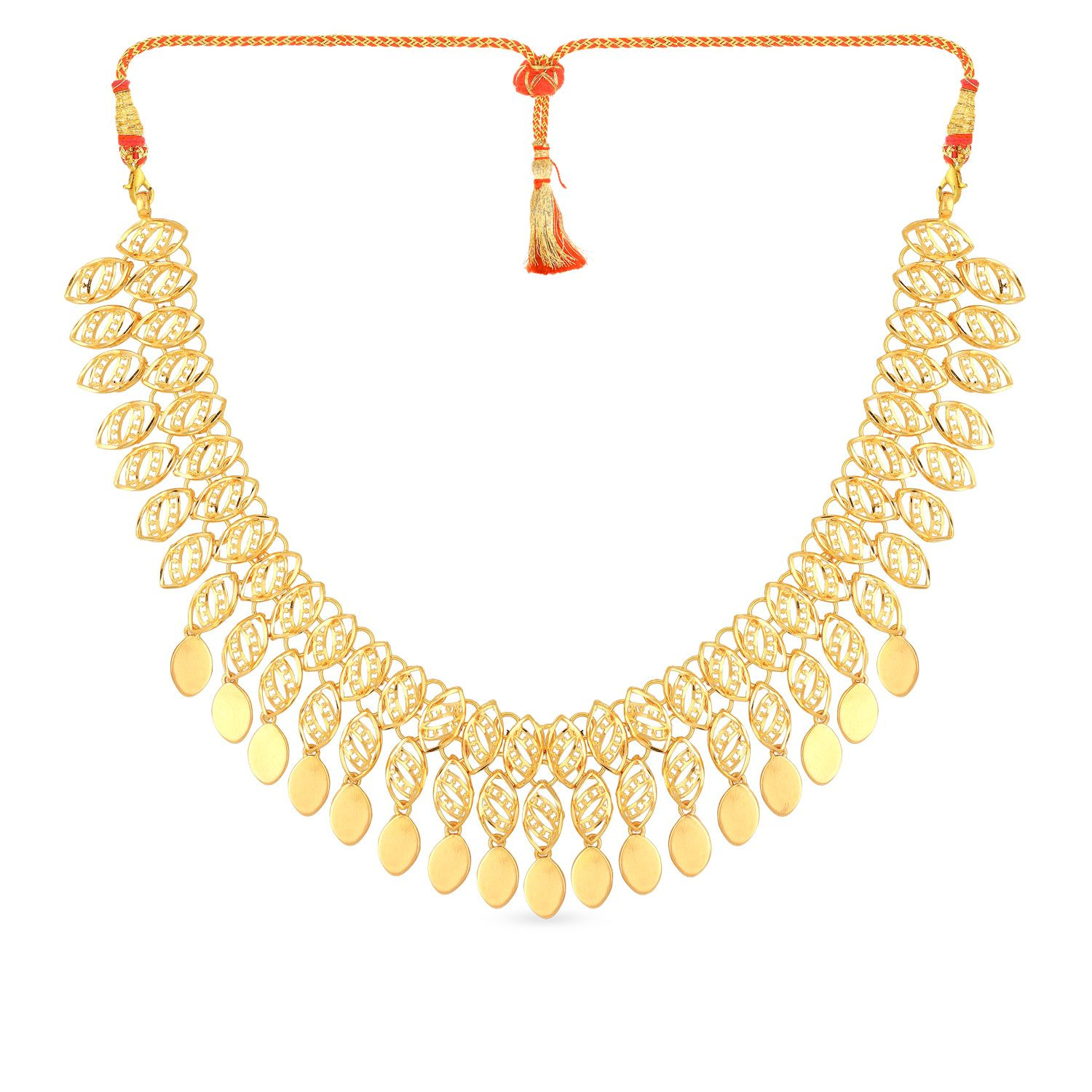 Gold necklace designs in malabar gold store