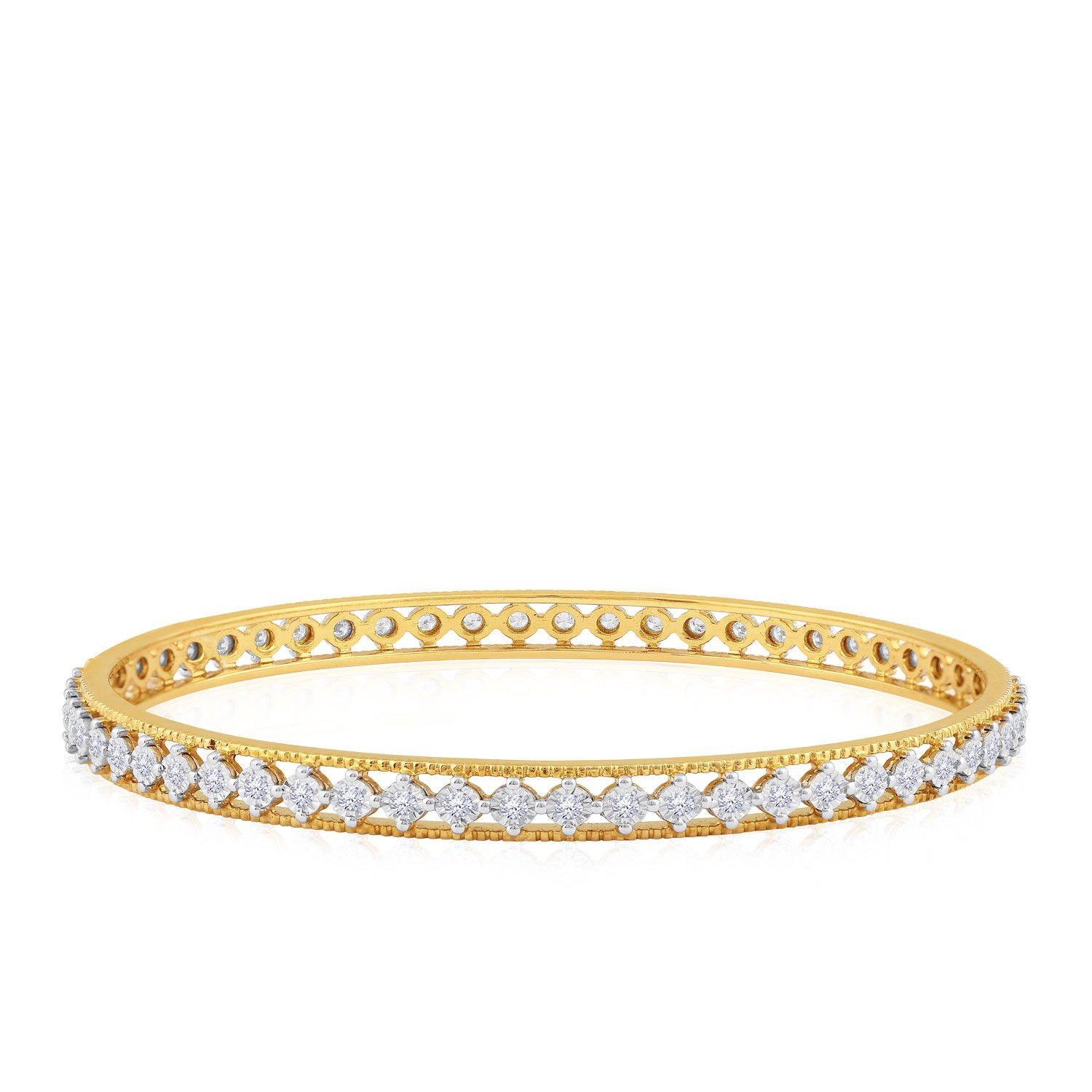 Mine Diamond Studded Light Weight Gold Bangle BNDIA10114