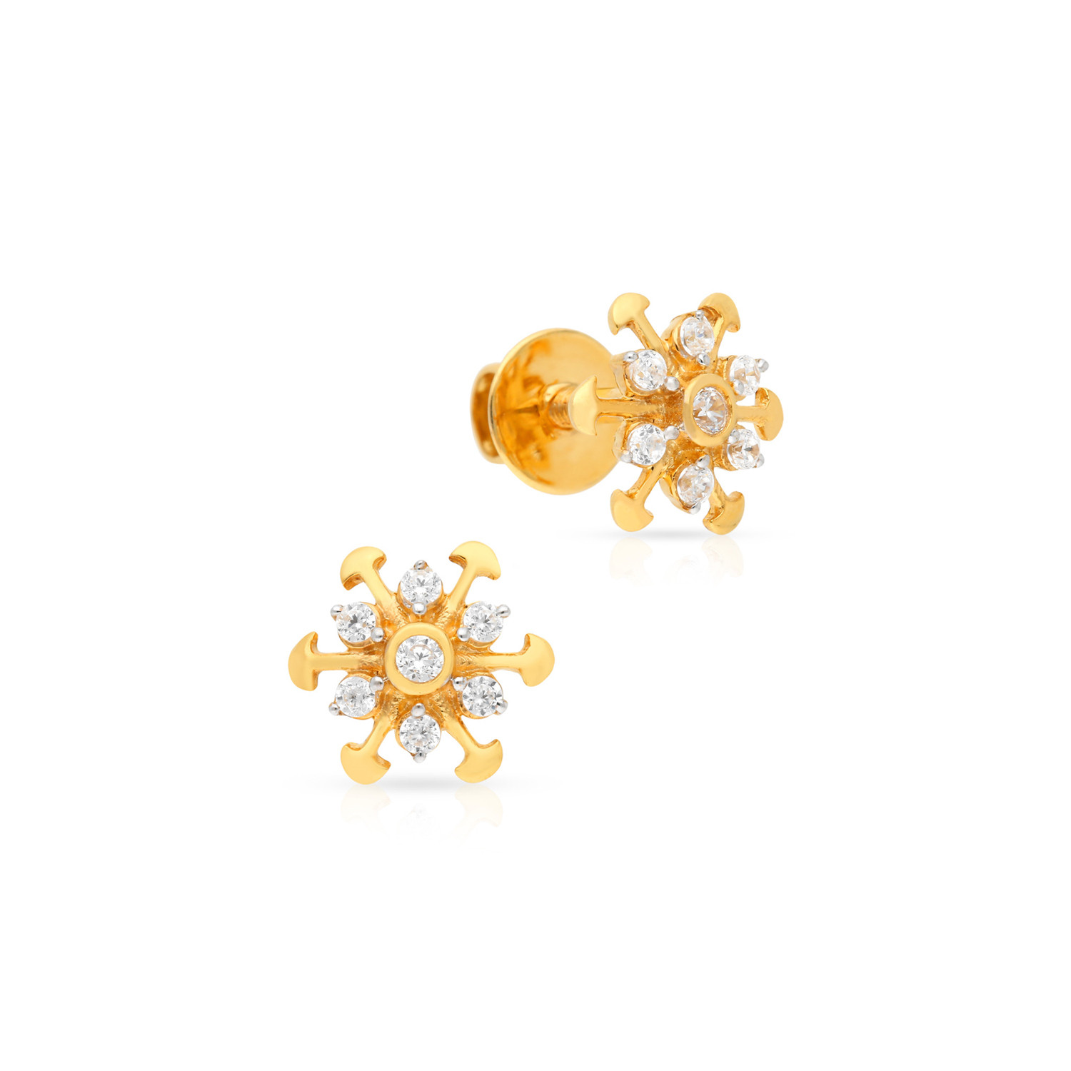 Malabar Gold  Diamonds 18k 750 Yellow Gold and Diamond Stud Earrings for  Women  Amazonin Fashion