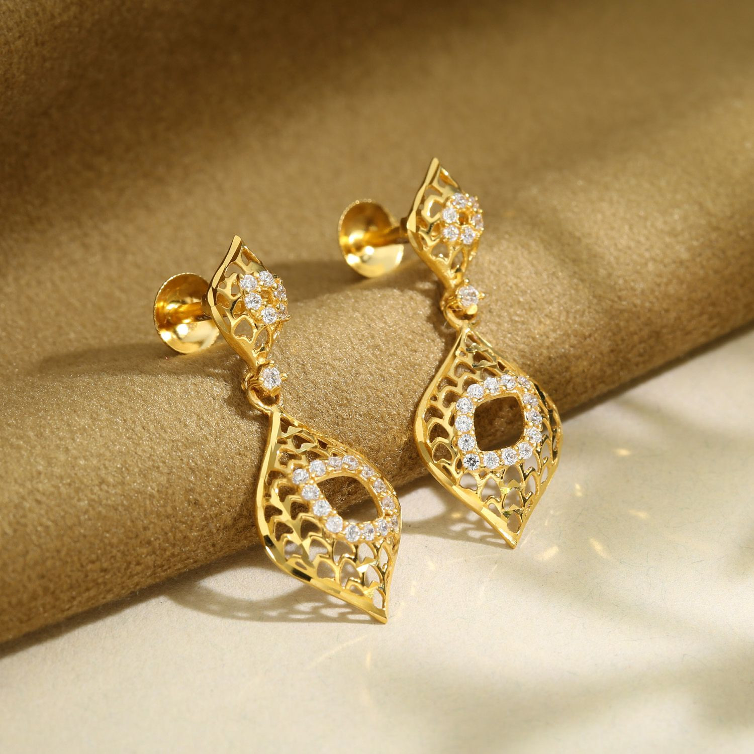 Gold Antique Earrings From Malabar Gold  Diamonds  South India Jewels
