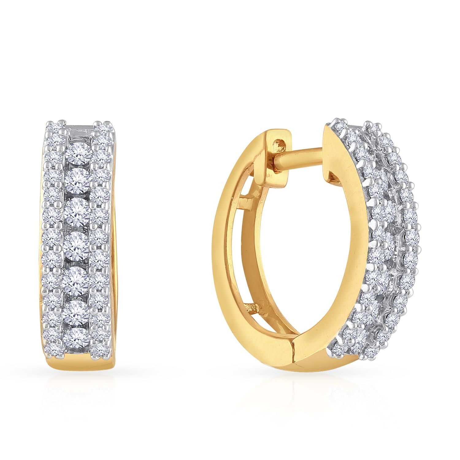 Mine Diamond Studded Gold Hoops Bali Earring ERGEN13580