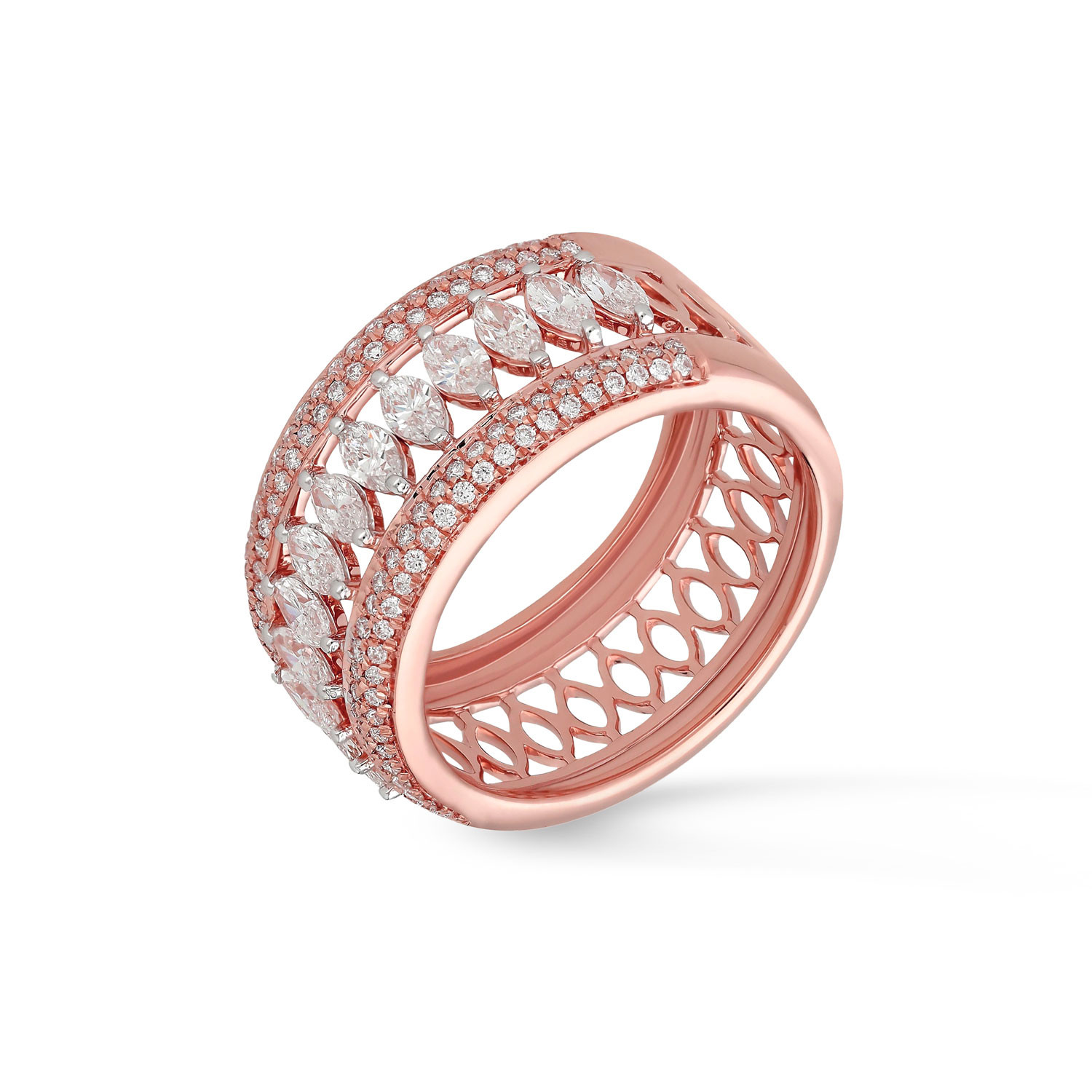 Buy quality 18kt / 750 rose gold two flower diamond ring 8lr251 in Pune