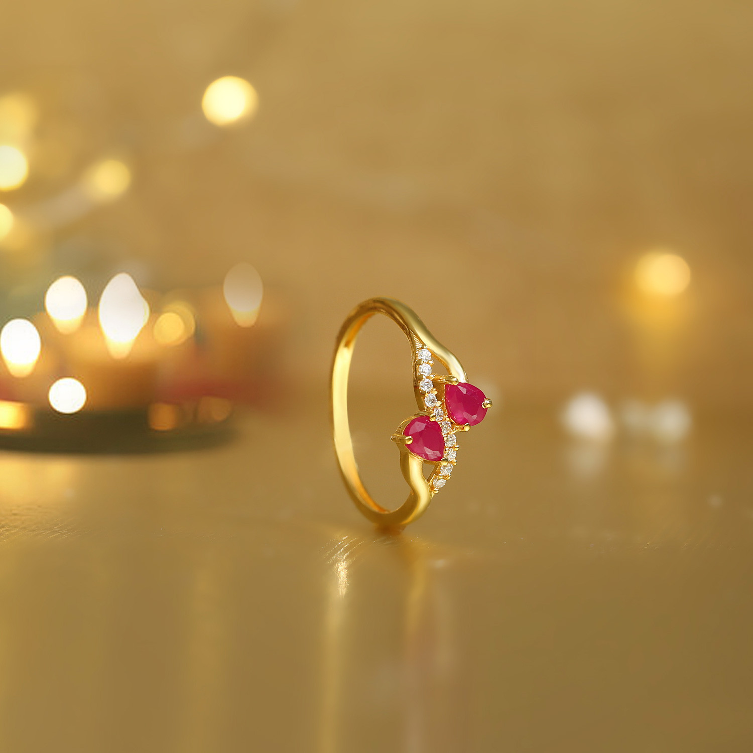 Neelam Rajwadi Look Gold Plated Adjustable Finger Ring for Women & Girls