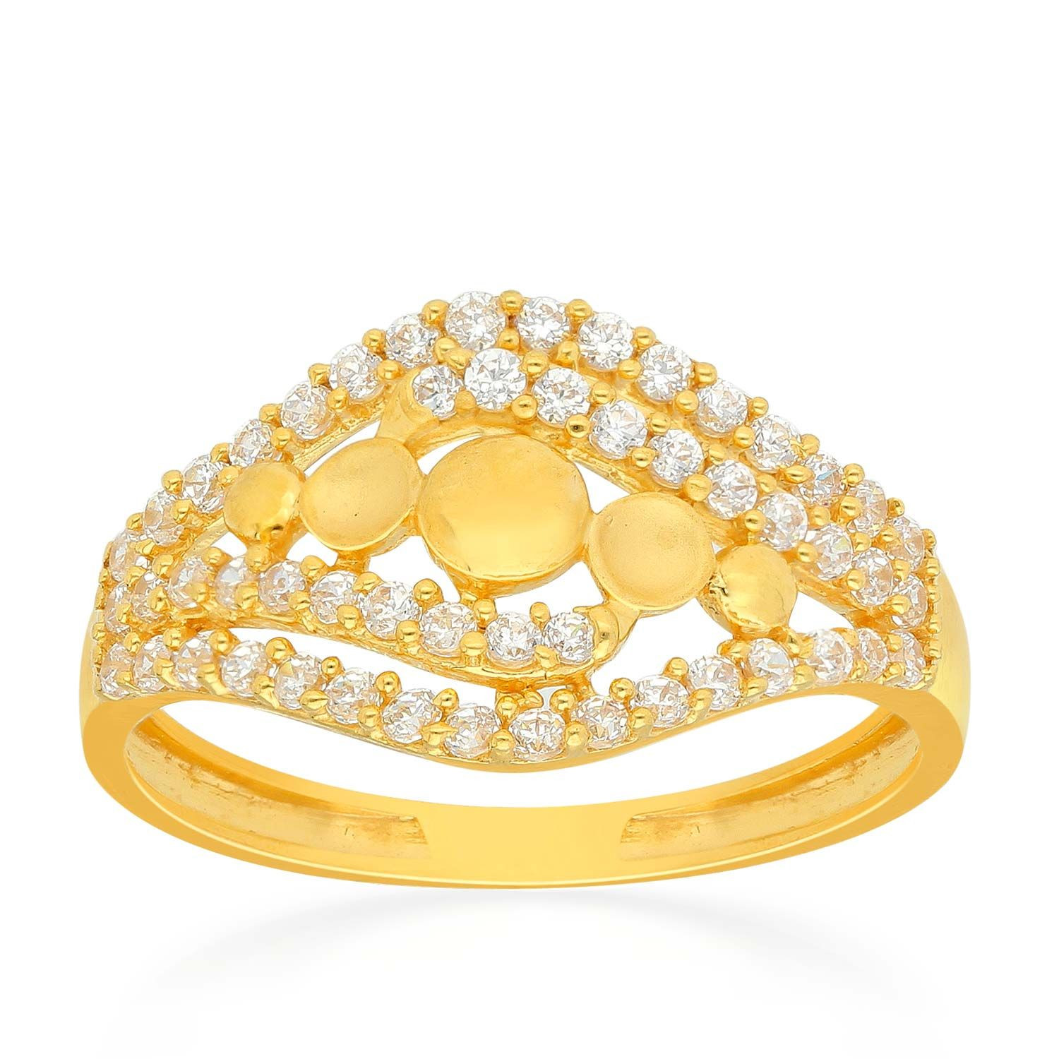 Gold Polki Ring with CZ Diamond - Shafalie's Fashions