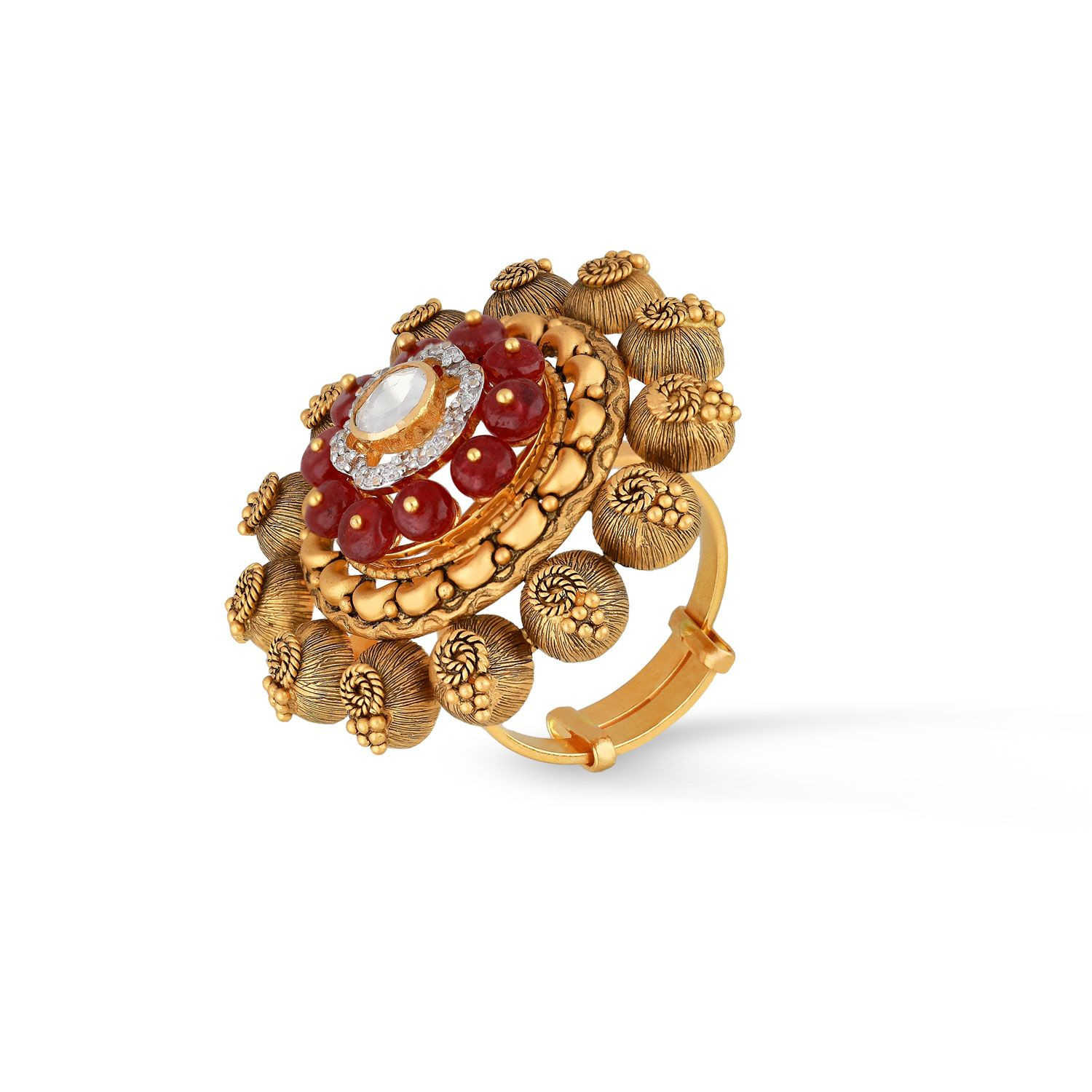 18k Solid Gold Natural Navaratna Diamond Ring - Gleam Jewels