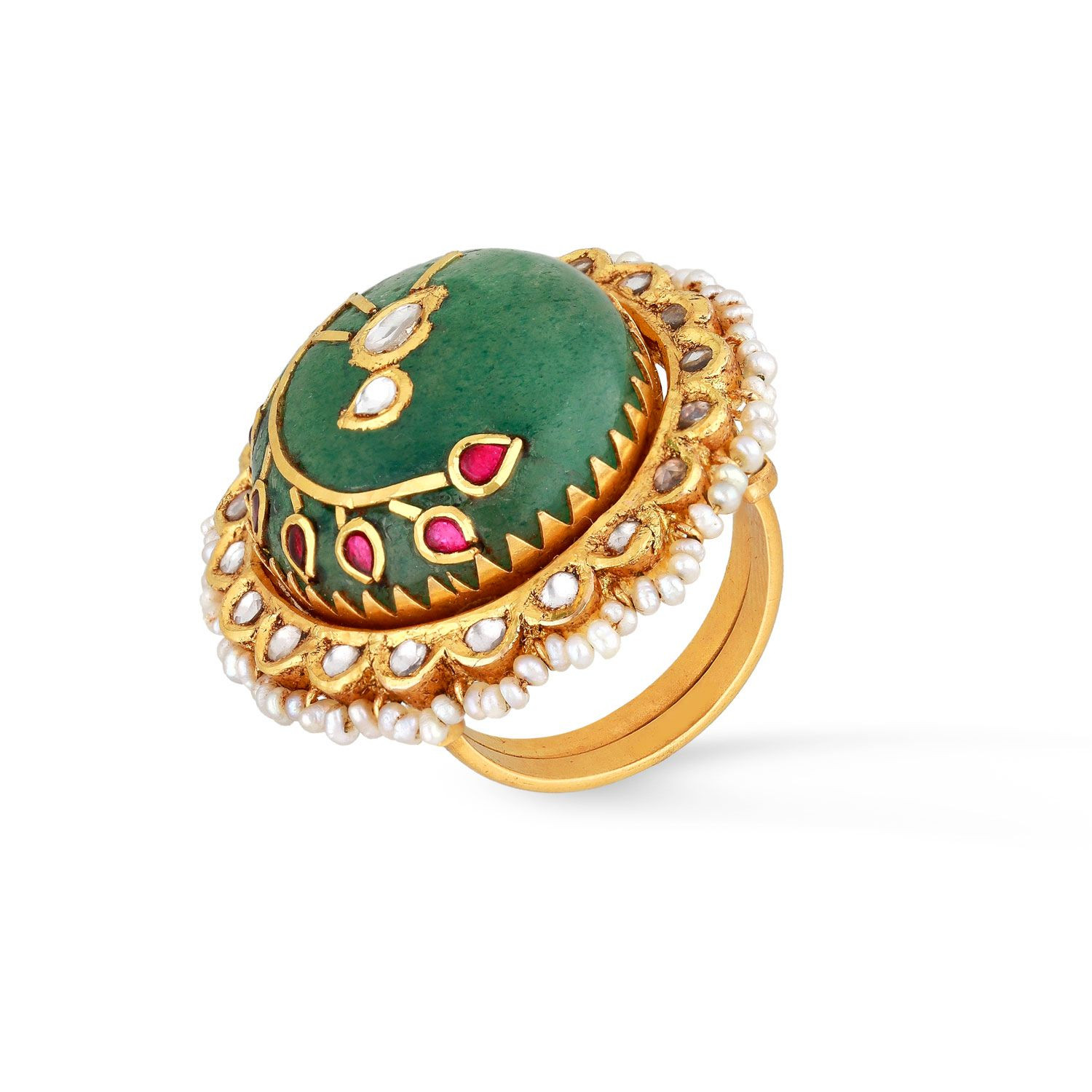 Malabar Gold and Diamonds Precia Collection 22k Yellow Gold and Emerald Ring  : Amazon.in: Fashion