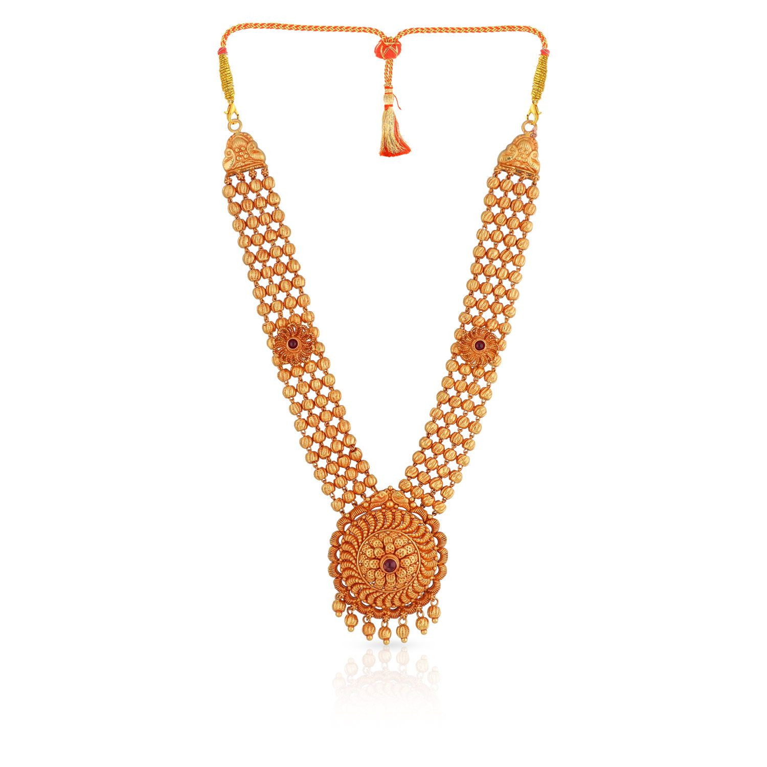 Buy Divine Gold 22 KT Gold Semi Long Necklace for Women Online