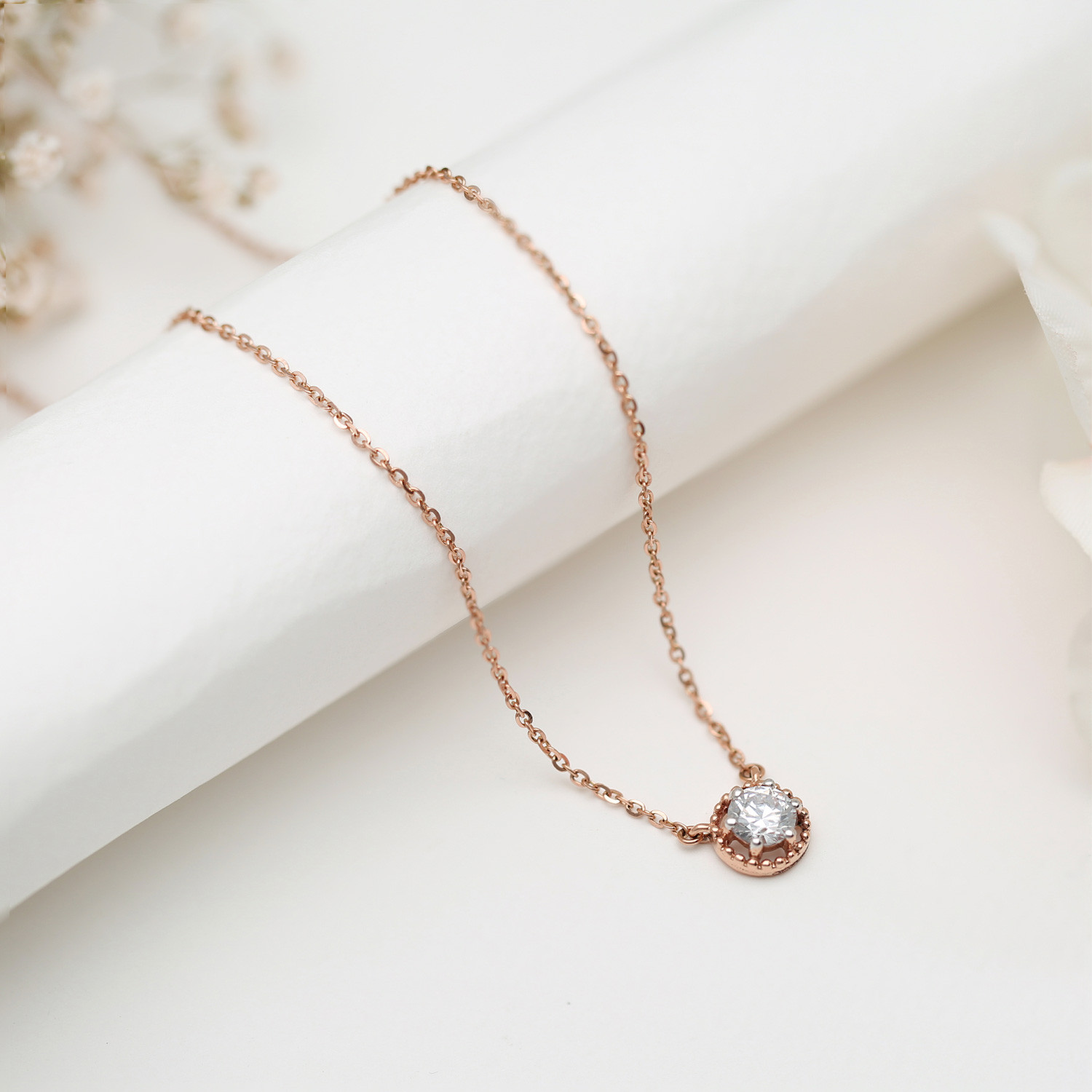 Buy Malabar Gold 18 KT Rose Gold Semi Long Necklace for Women Online