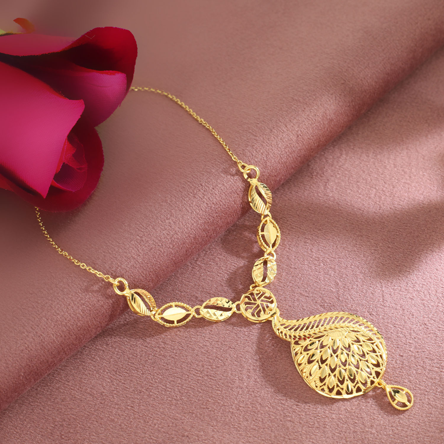 Buy Malabar Gold 22 KT Gold Semi Long Necklace for Women Online