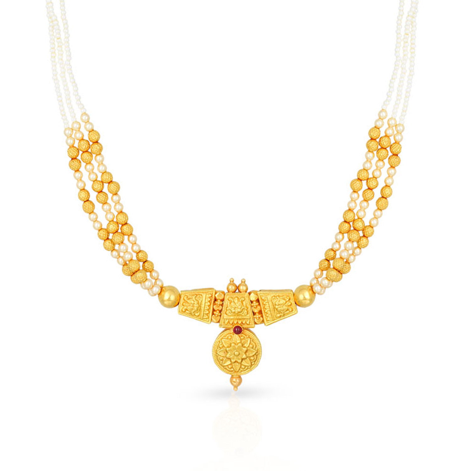 Buy Malabar Gold 22 KT Gold Semi Long Tushi Necklace for Women Online