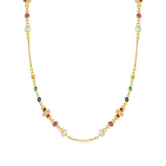 Buy Precia Gemstone 22 KT Gold Semi Long Necklace for Women Online