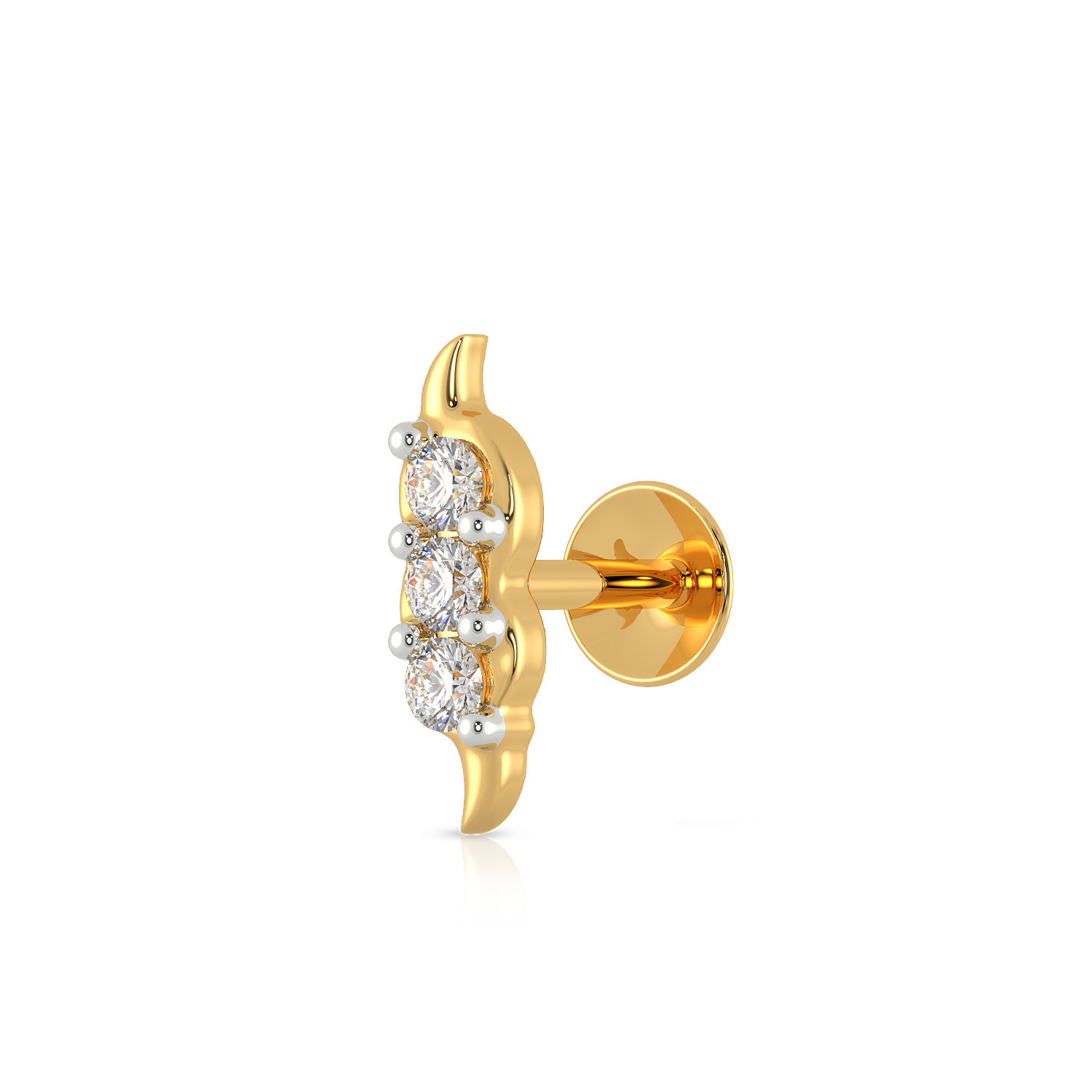 Floral Spiral Gold and Diamond Nose Pin
