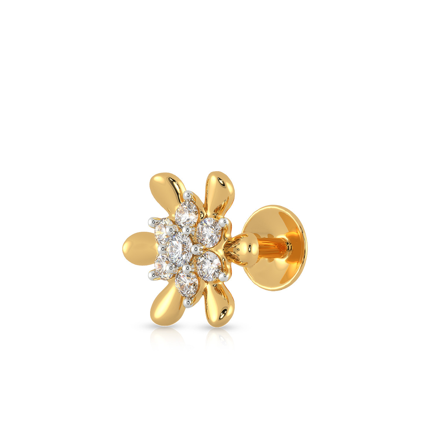 MALABAR GOLD & DIAMONDS Gold Nose Pin for Women 22kt Cubic Zirconia Yellow Gold  Stud Lowest Price in Online , India- Reviews, Features, Specification,  Cheapest Cost Buy in INR Online.