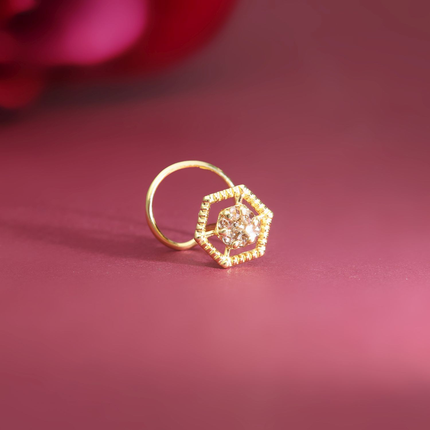 Uncut diamond top nose pin