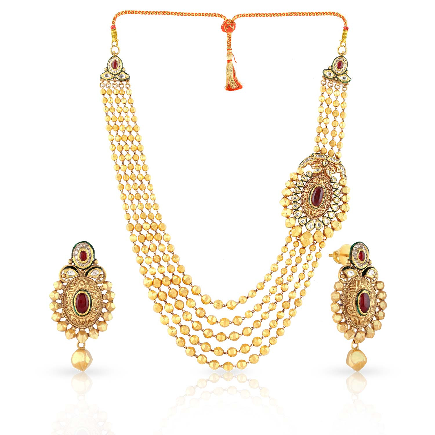 Buy Ethnix Gold Necklace Set NSAHDAAAAABNKE for Women Online | Malabar ...