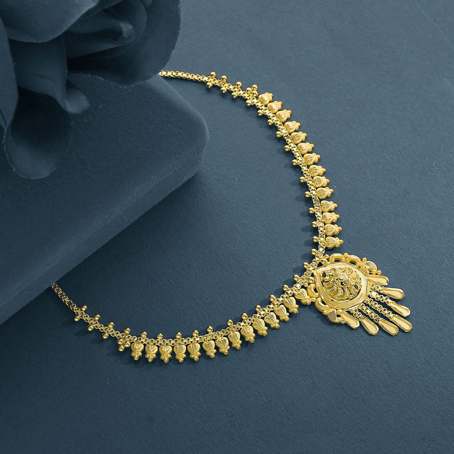 Buy Malabar Gold 22 KT Gold Semi Long Necklace for Women Online