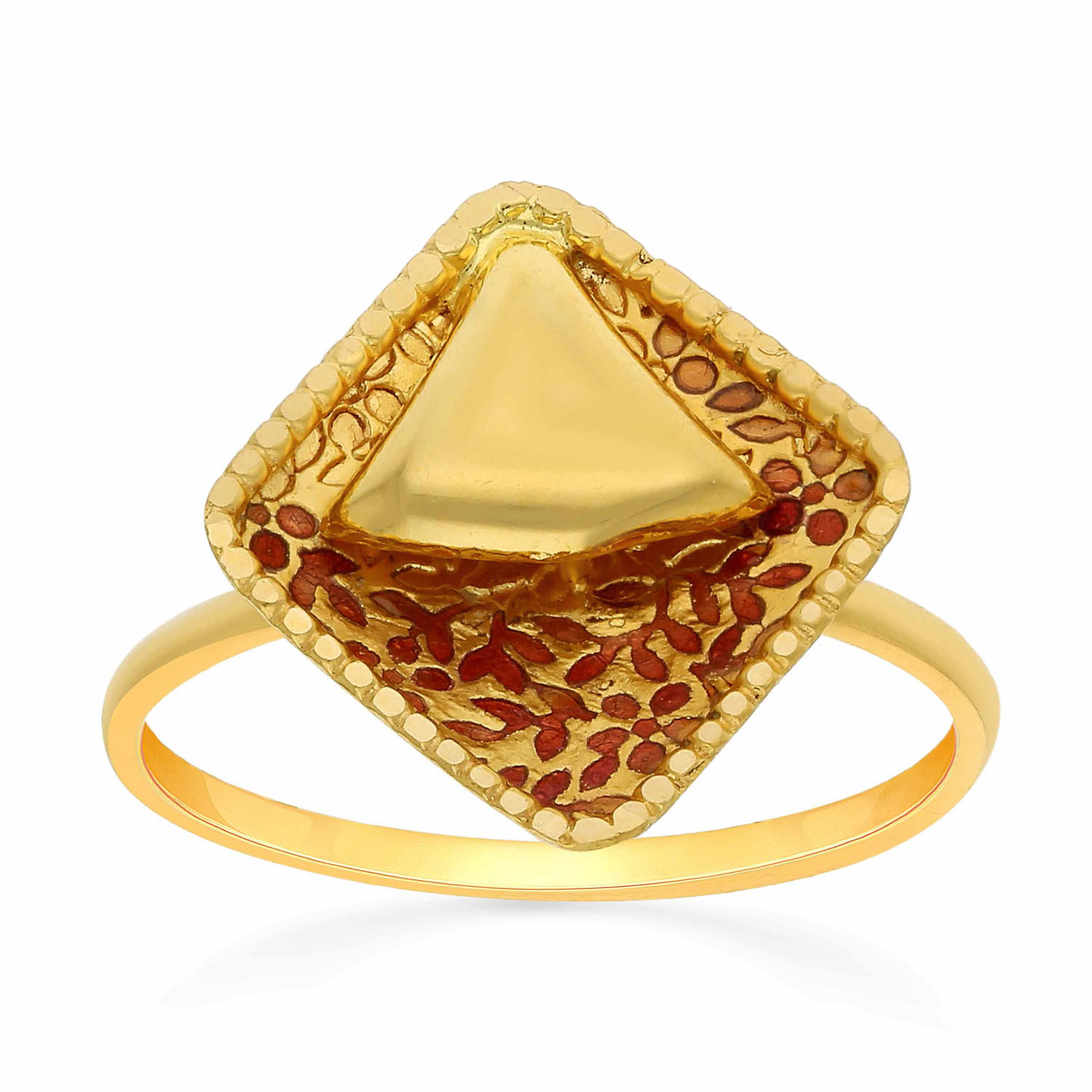 Leafy & Floral Round Shape Design Antique Gold Plated Adjustable Finger Ring