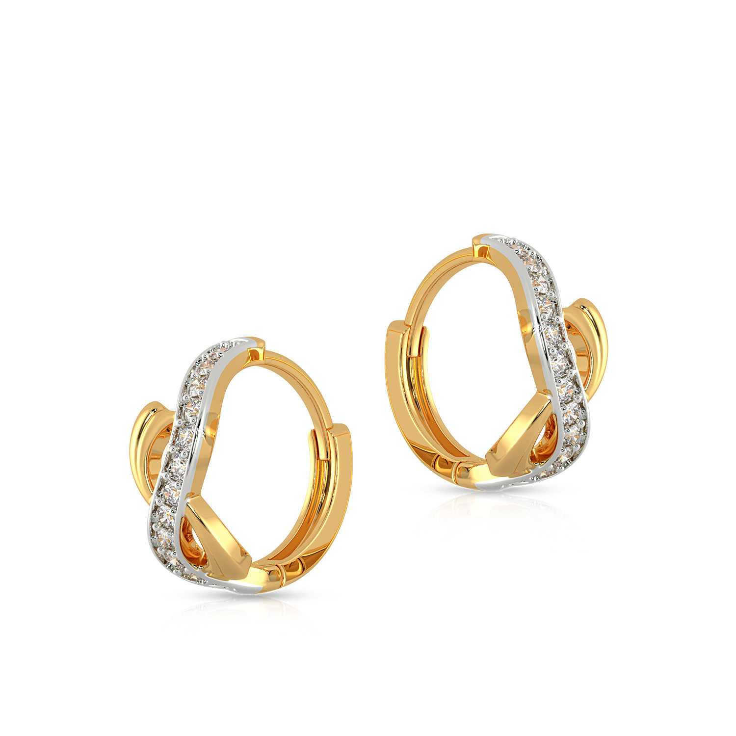 Malabar Gold and Diamonds Collection 22k Yellow Gold and Cubic Zirconia  Stud Earrings  Amazonin Jewellery