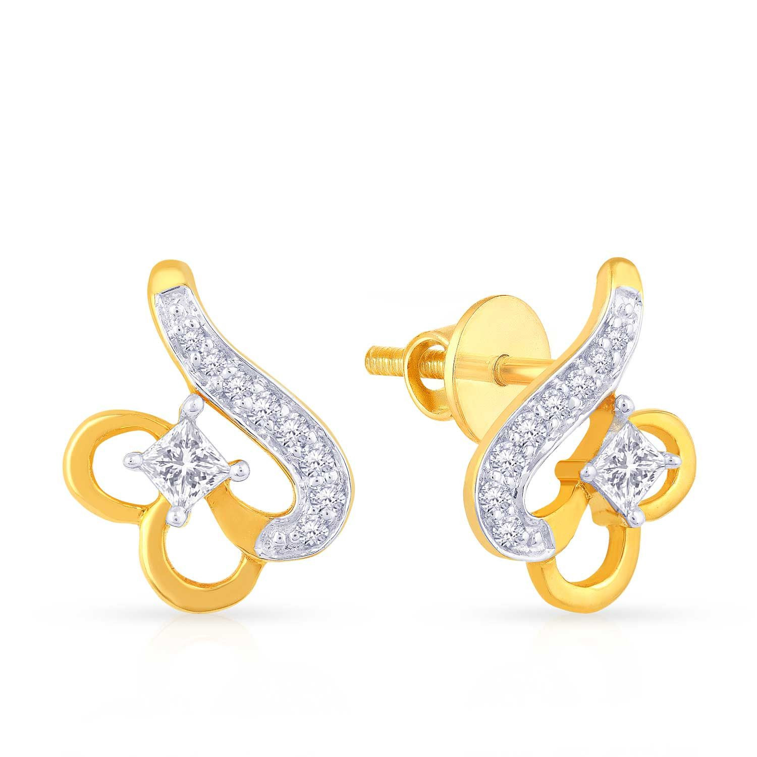 Mine Diamond Studded Studs Gold Earring AME0211345