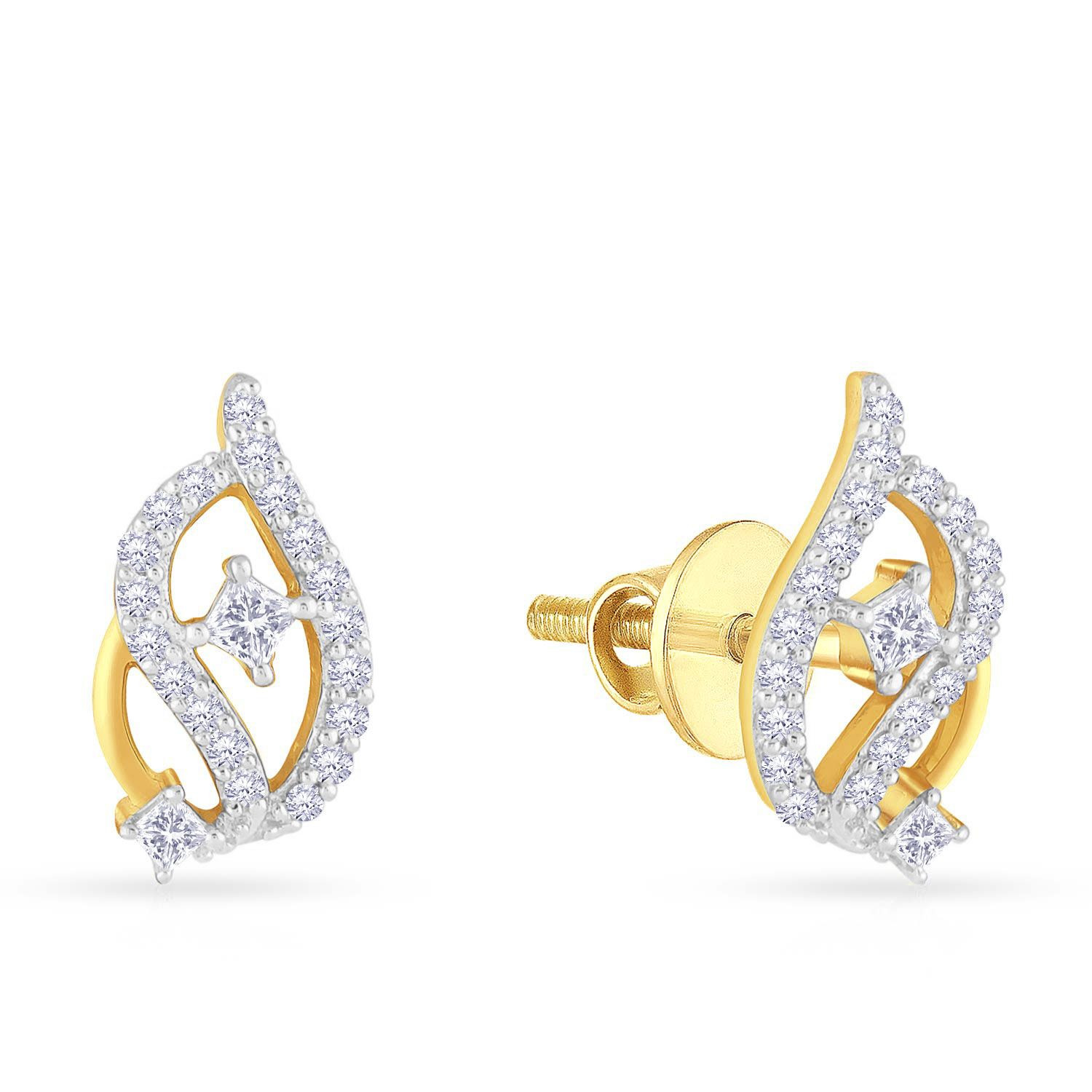 Mine Diamond Studded Studs Gold Earring AME02A0246