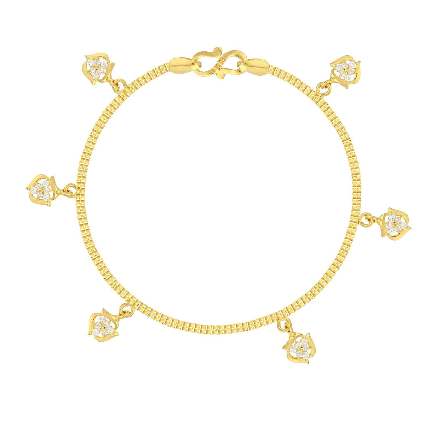 Malabar 22 KT Gold Studded Charms Bracelet BRDZSKY104