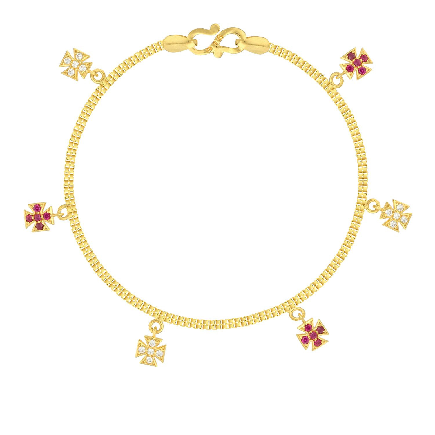Malabar 22 KT Gold Studded Charms Bracelet BRDZSKY106