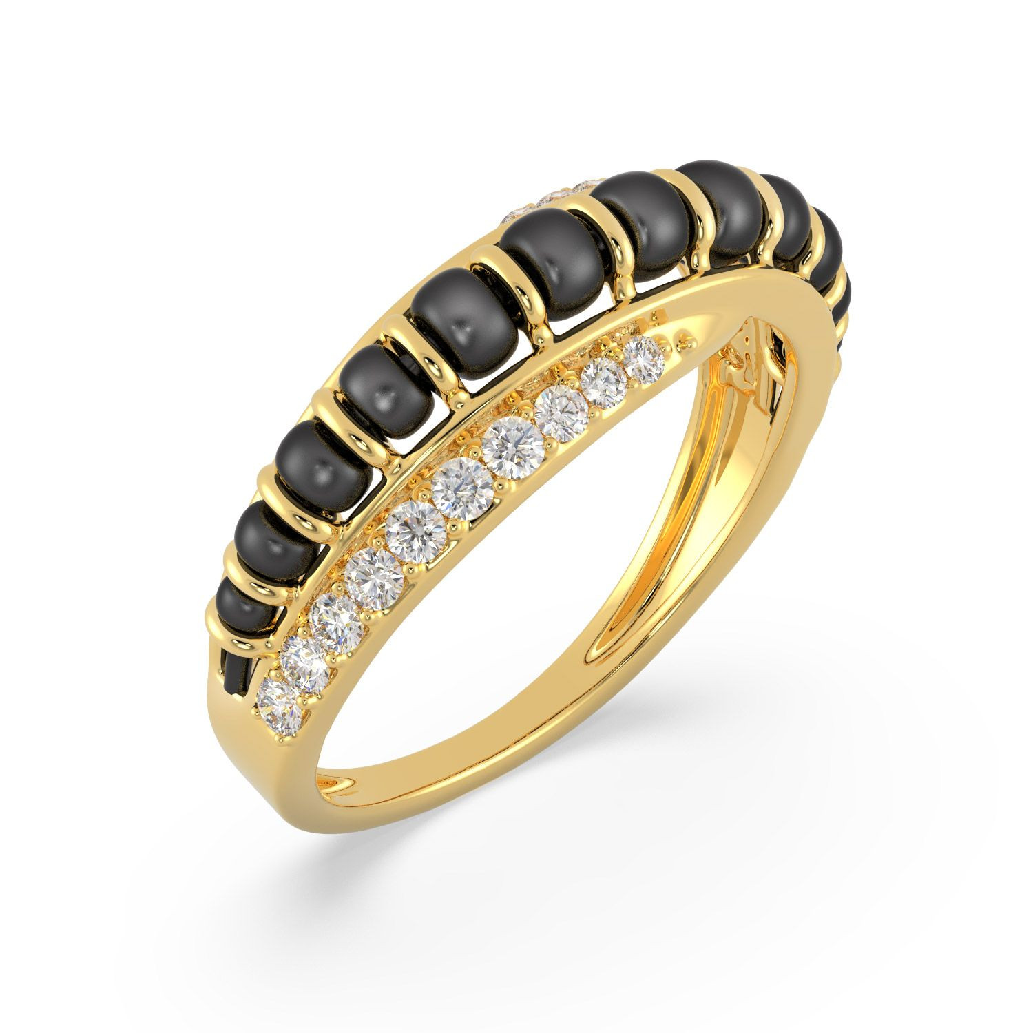 Malabar 22 KT Gold Studded Casual Ring ECRGSGDZ007