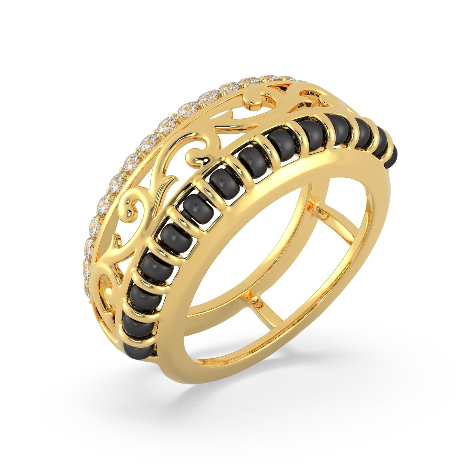 Malabar 22 KT Gold Studded Casual Ring ECRGSGDZ019