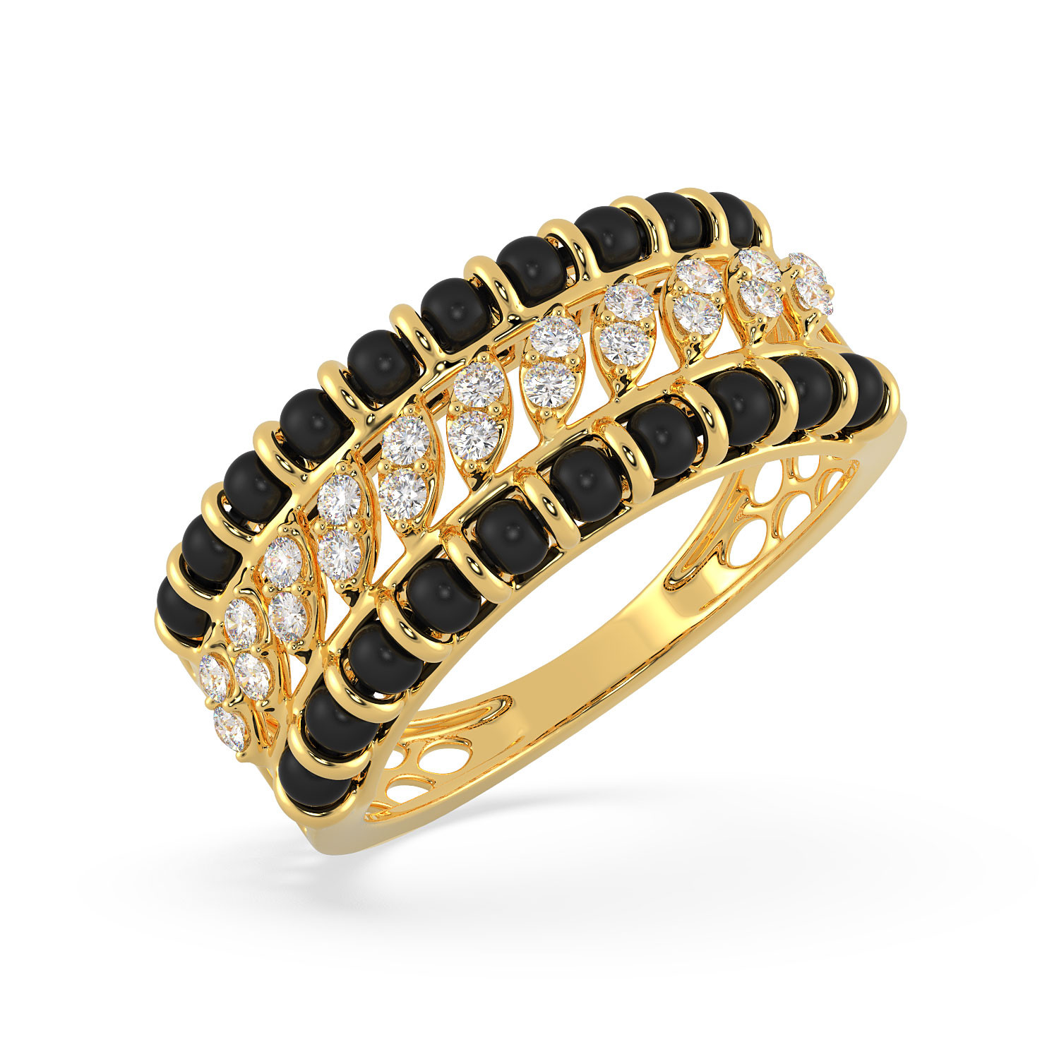 Malabar 22 KT Gold Studded Casual Ring ECRGSGDZ025