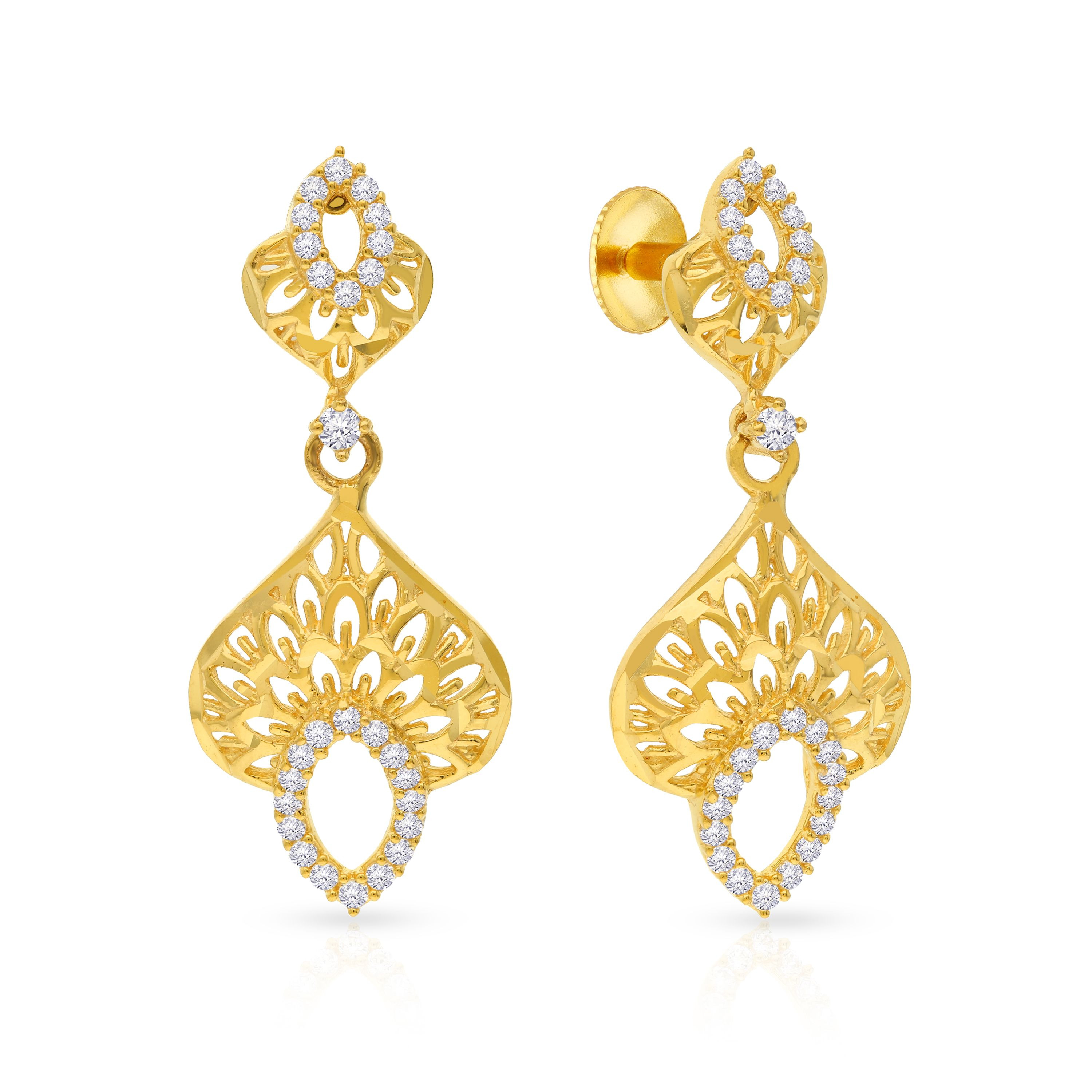 Malabar 22 KT Gold Studded Dangle Earring ERDZTP6739