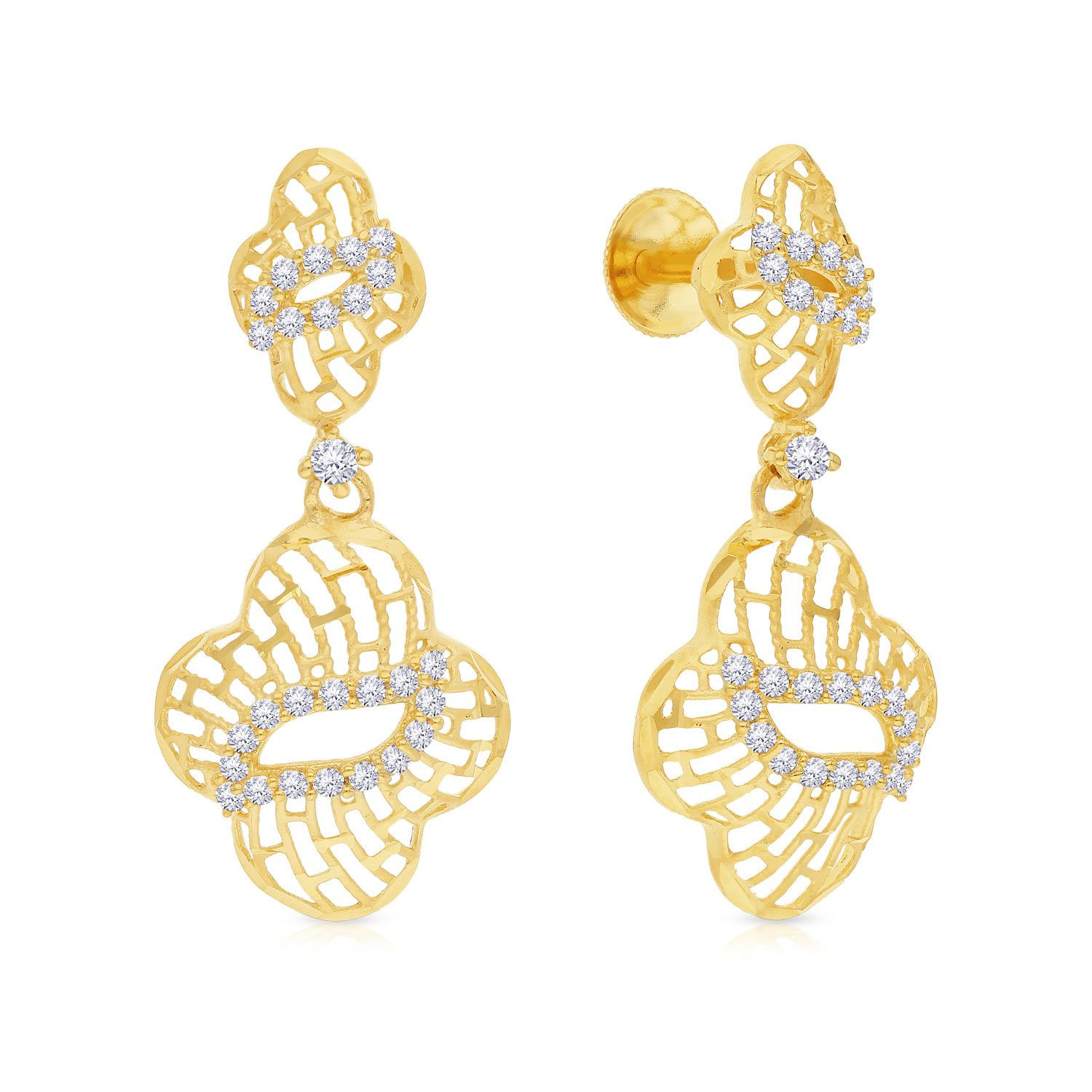 Malabar 22 KT Gold Studded Dangle Earring ERDZTP6749A