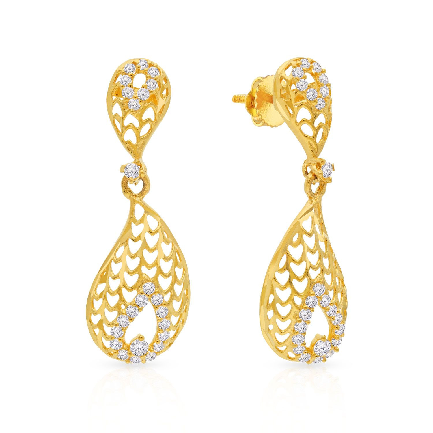 Malabar 22 KT Gold Studded Dangle Earring ERDZTP6810
