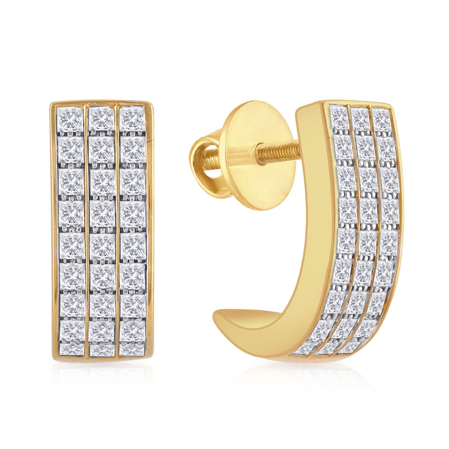Mine Diamond Studded Gold Hoops & Bali Earring ERGEN11580