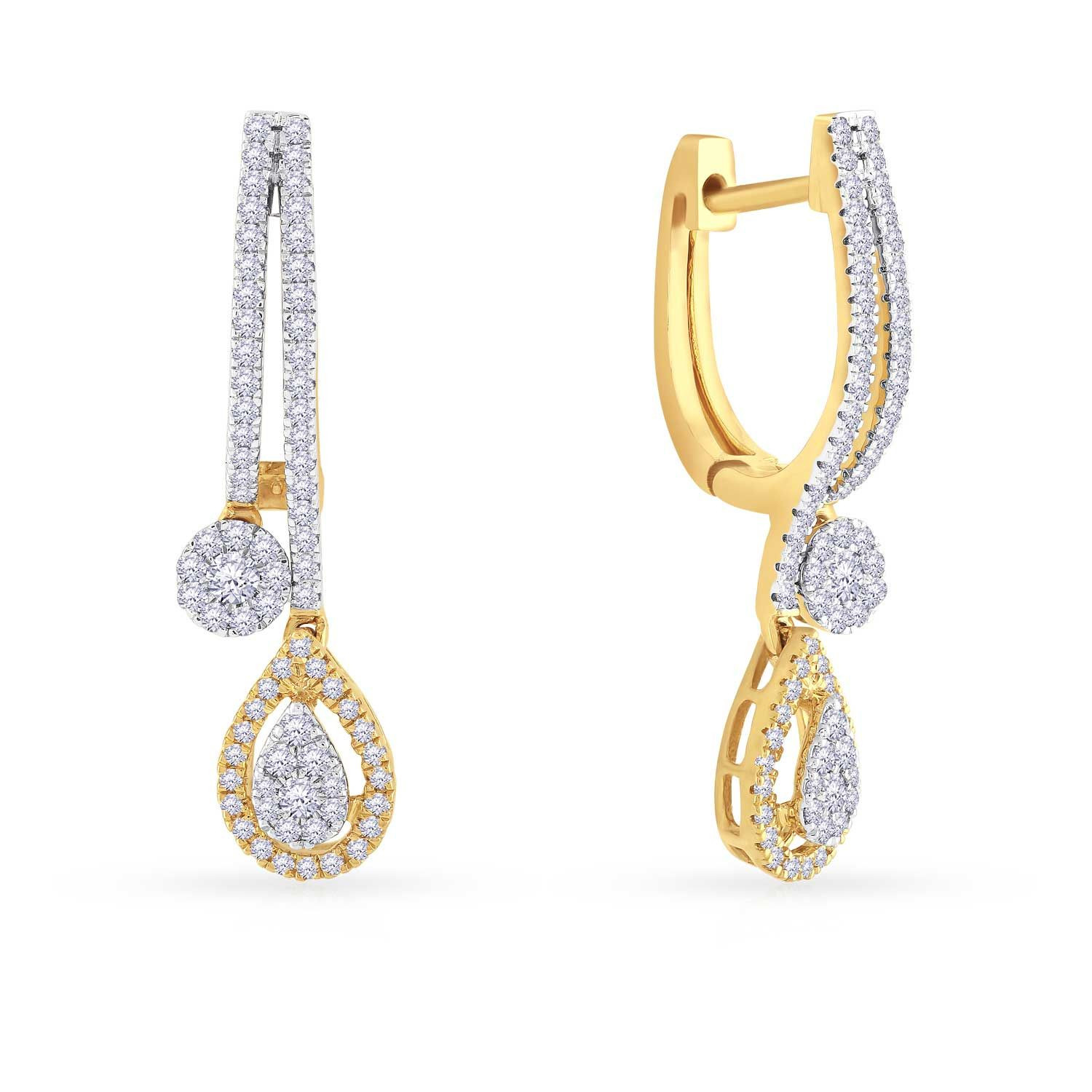 Mine Diamond Studded Gold Drops Earring ERGEN14153