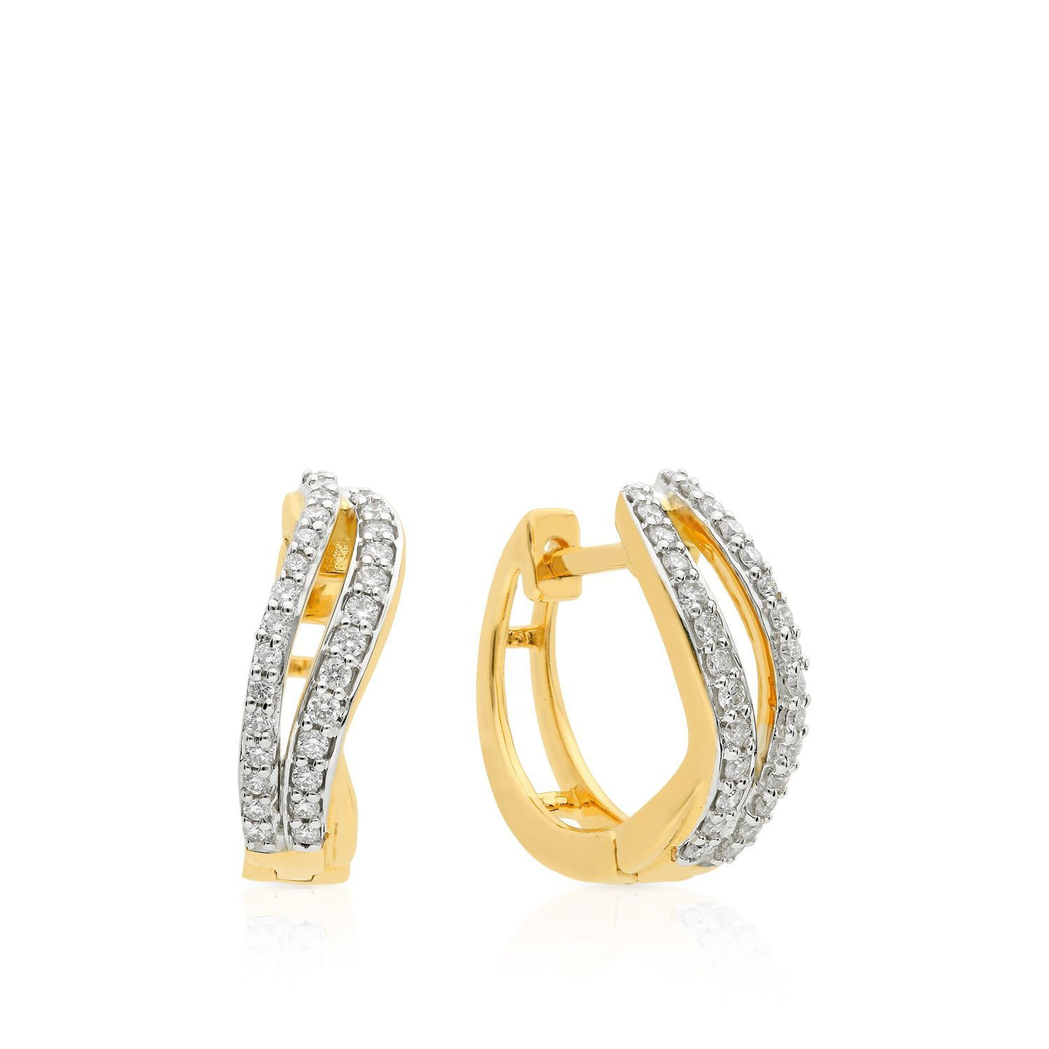Mine Diamond Studded Gold Hoops & Bali Earring ERGEN14383