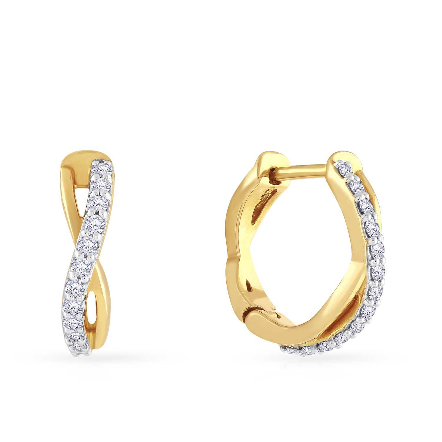 Mine Diamond Studded Gold Hoops & Bali Earring ERGEN15446