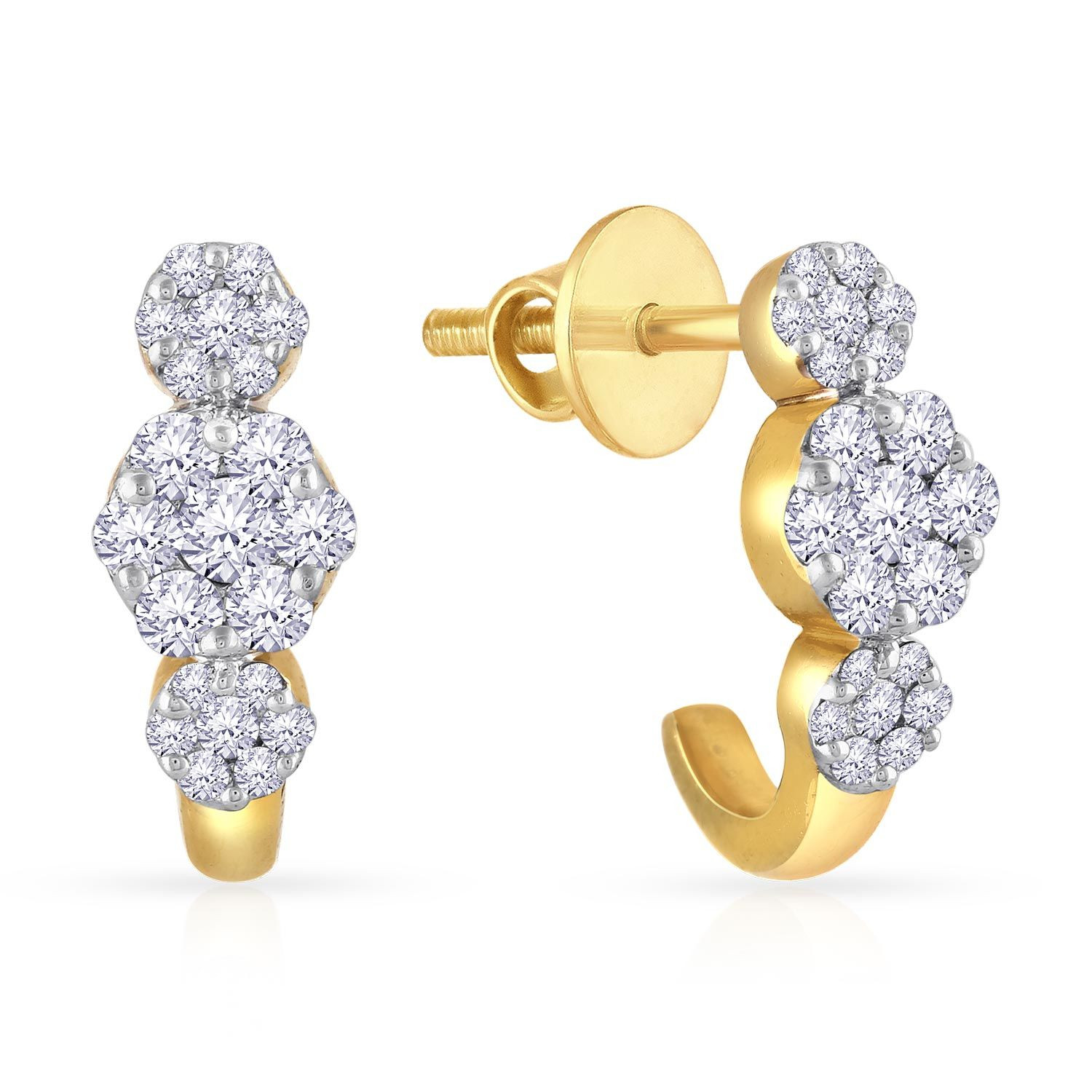 Mine Diamond Studded Gold Hoops & Bali Earring ERGEN15659