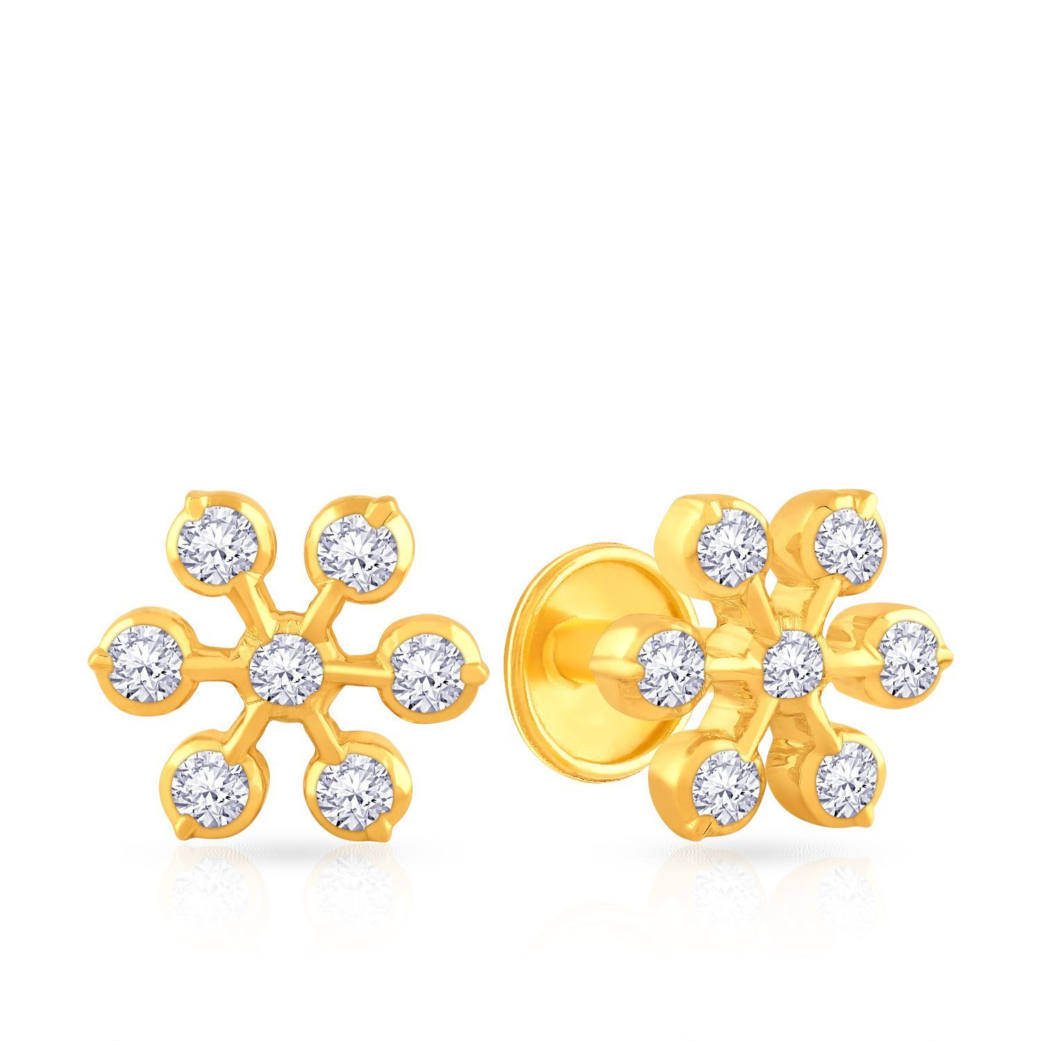 Mine Diamond Studded Gold Studs Earring ERHRT10501