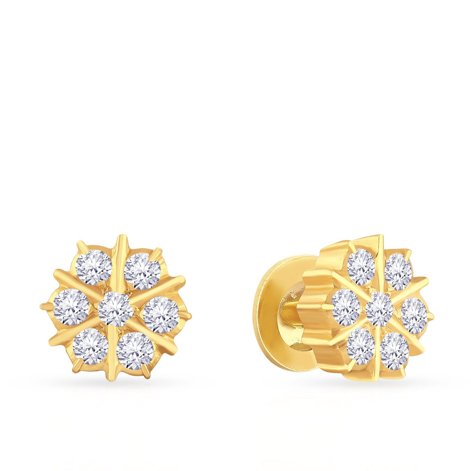 Mine Diamond Studded Gold Studs Earring ERHRT10504
