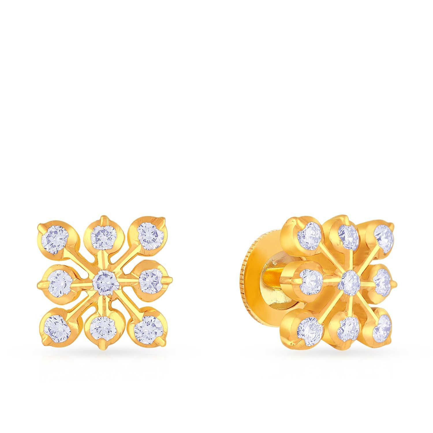 Mine Diamond Studded Gold Studs Earring ERHRT10550