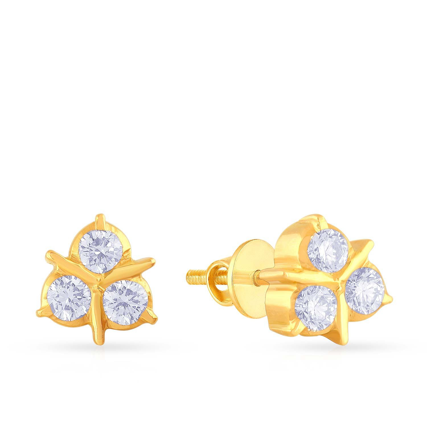 Mine Diamond Studded Gold Studs Earring ERHRT10571