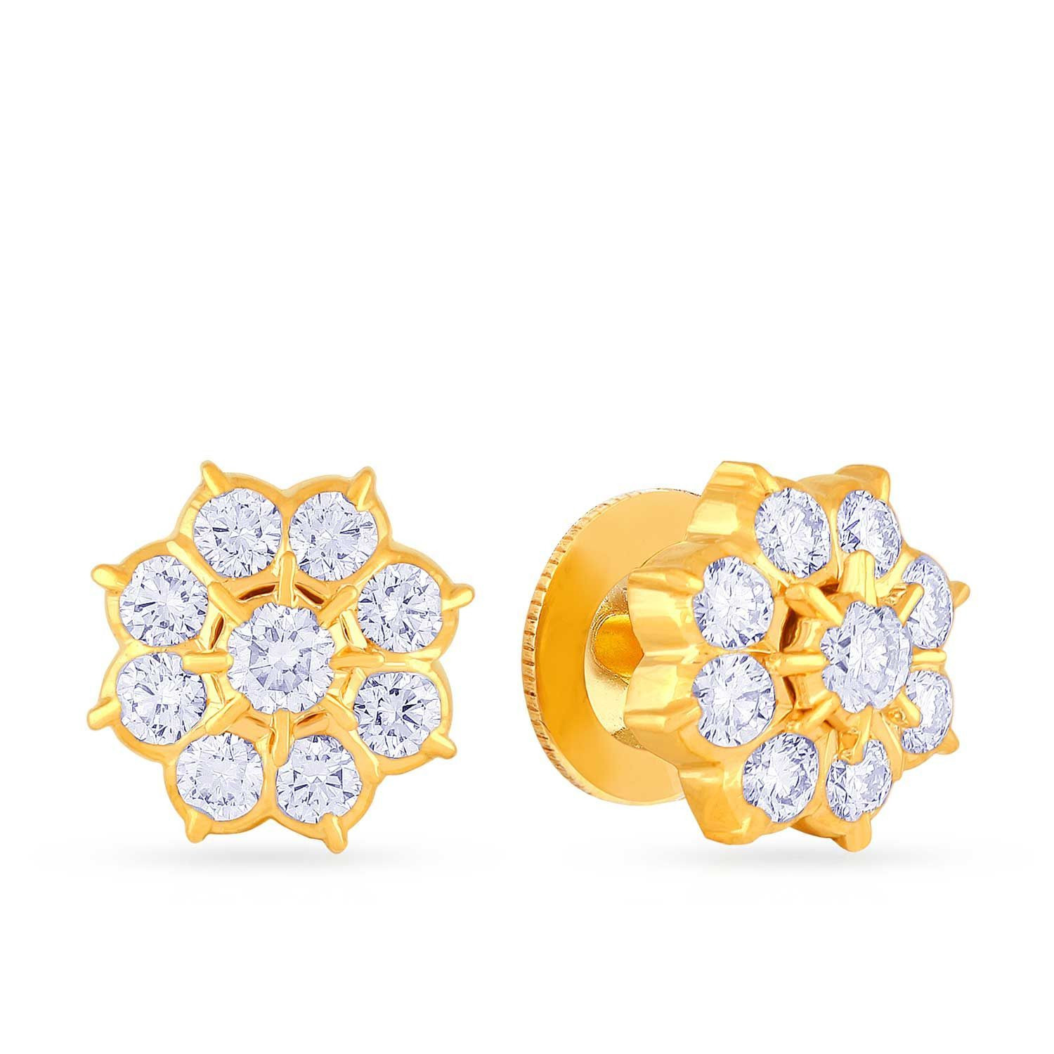 Mine Diamond Studded Gold Studs Earring ERHRT10857