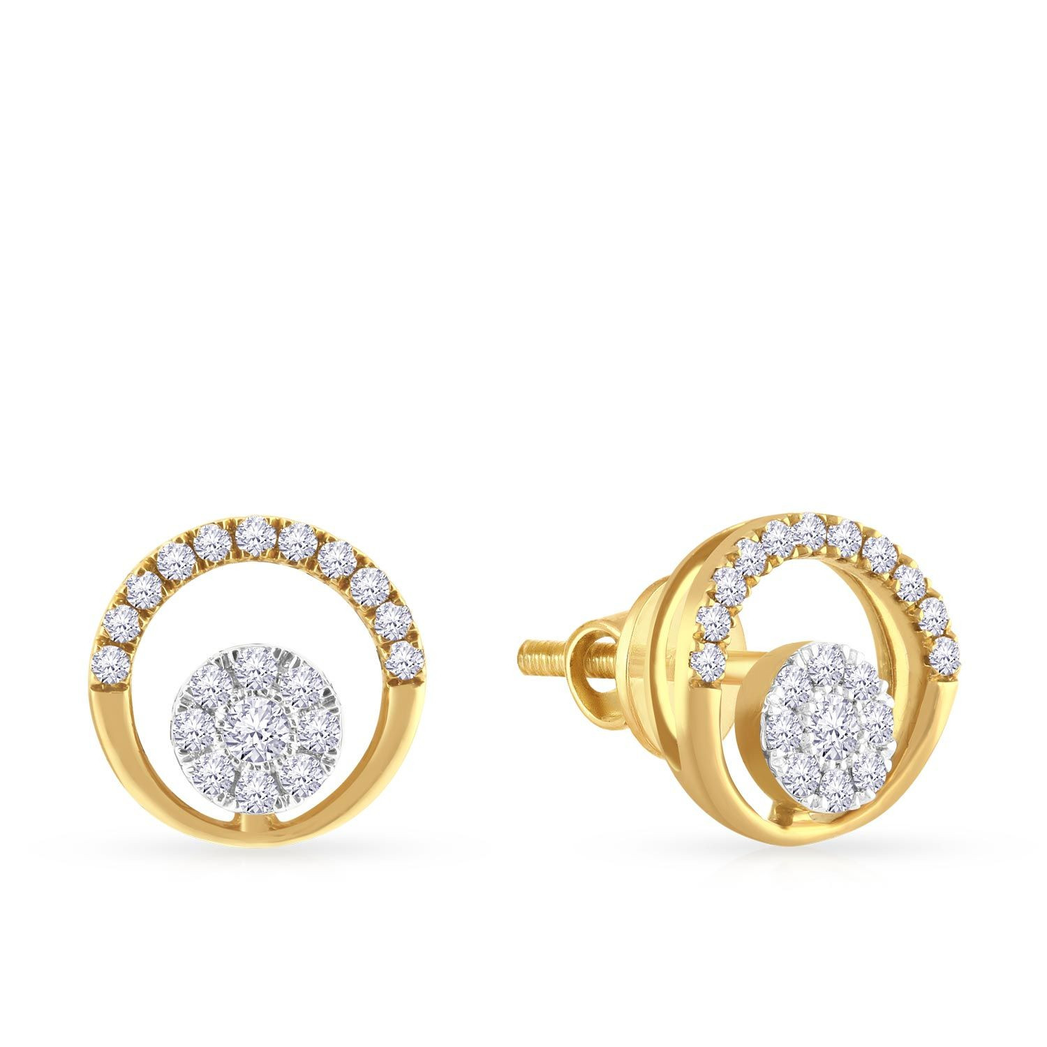 Mine Diamond Studded Gold Studs Earring ERNKDIA10005