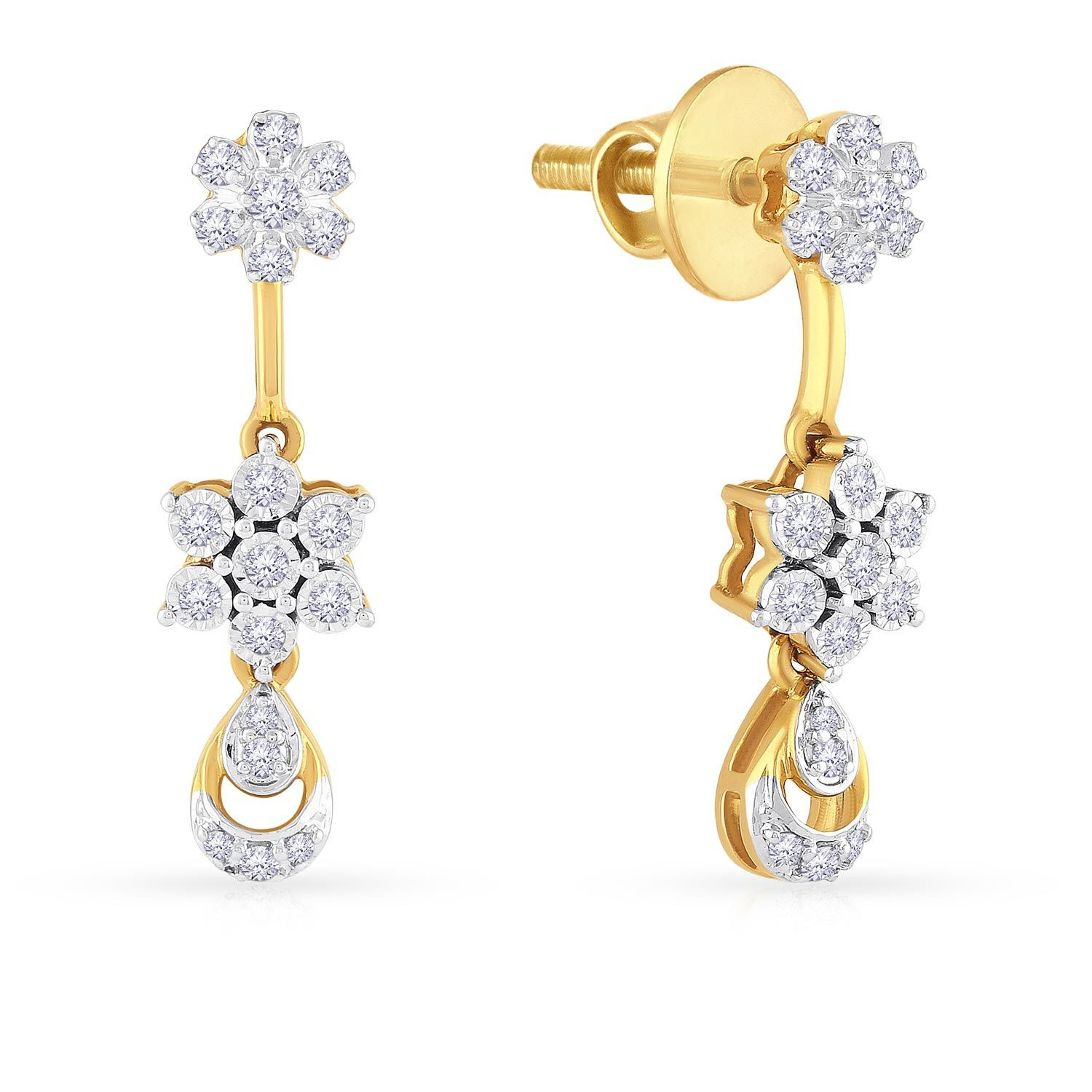 Mine Diamond Studded Gold Drops Earring ERNKDIA10201