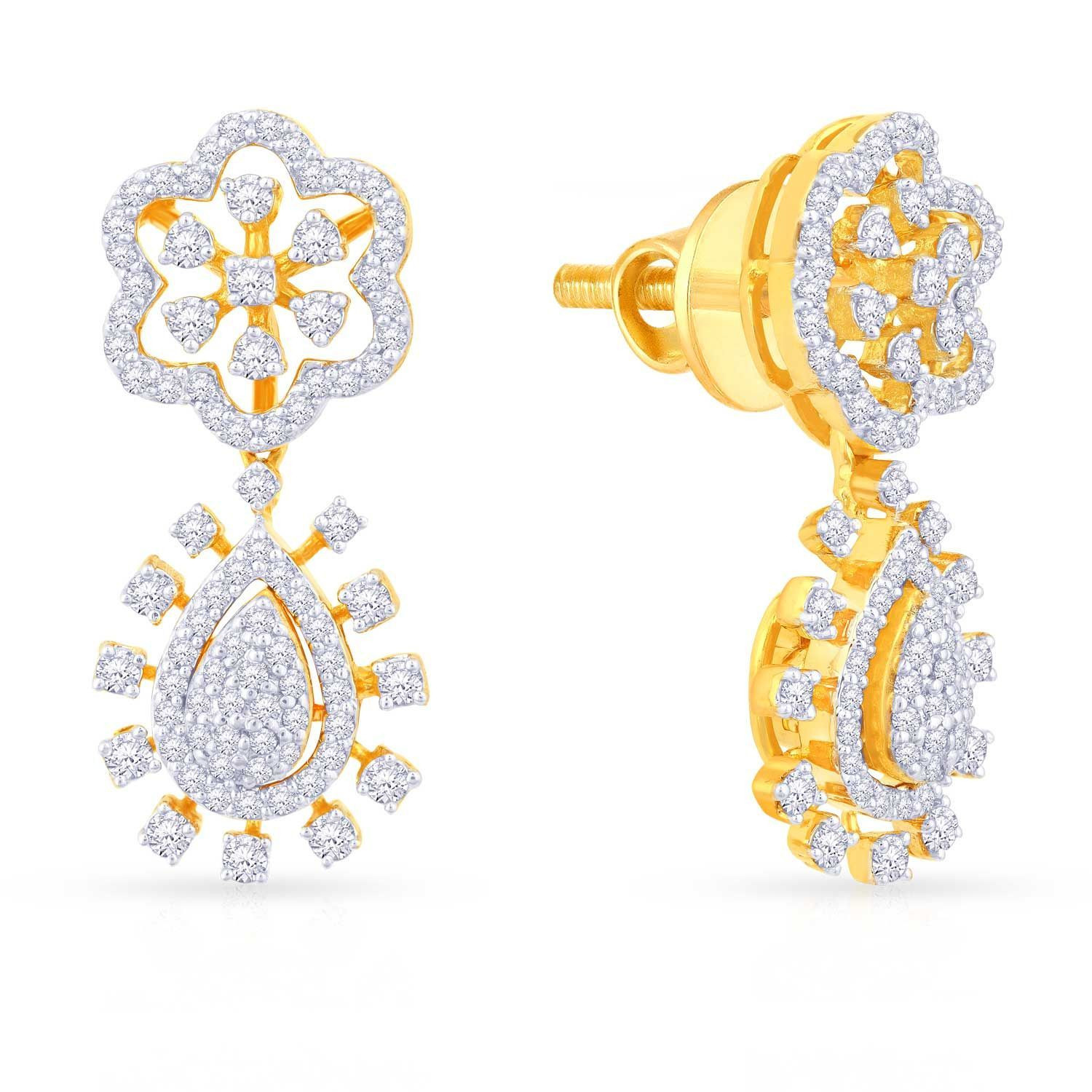 Mine Diamond Studded Gold Drops Earring ERNKGEN10946