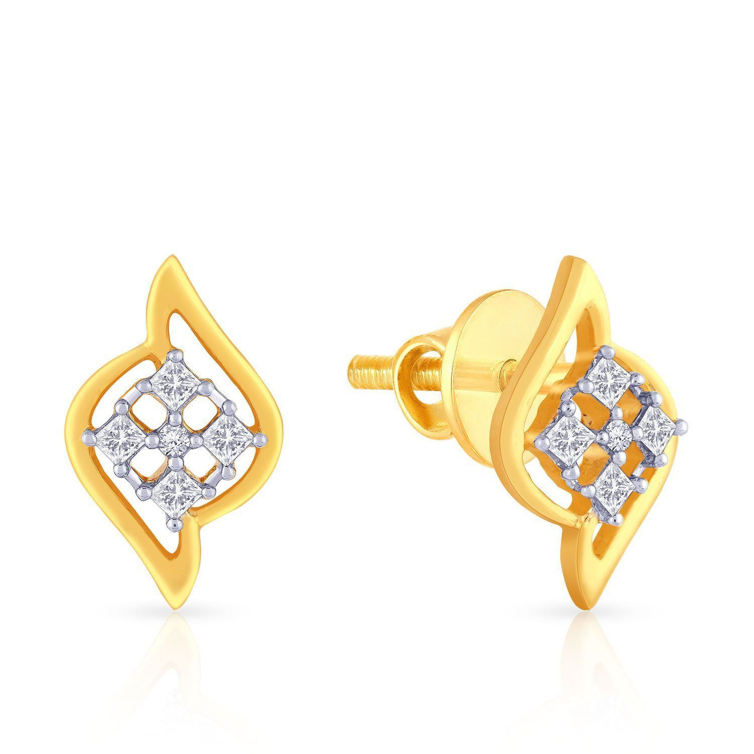 Mine Diamond Studded Gold Studs Earring ERPDGEN11061