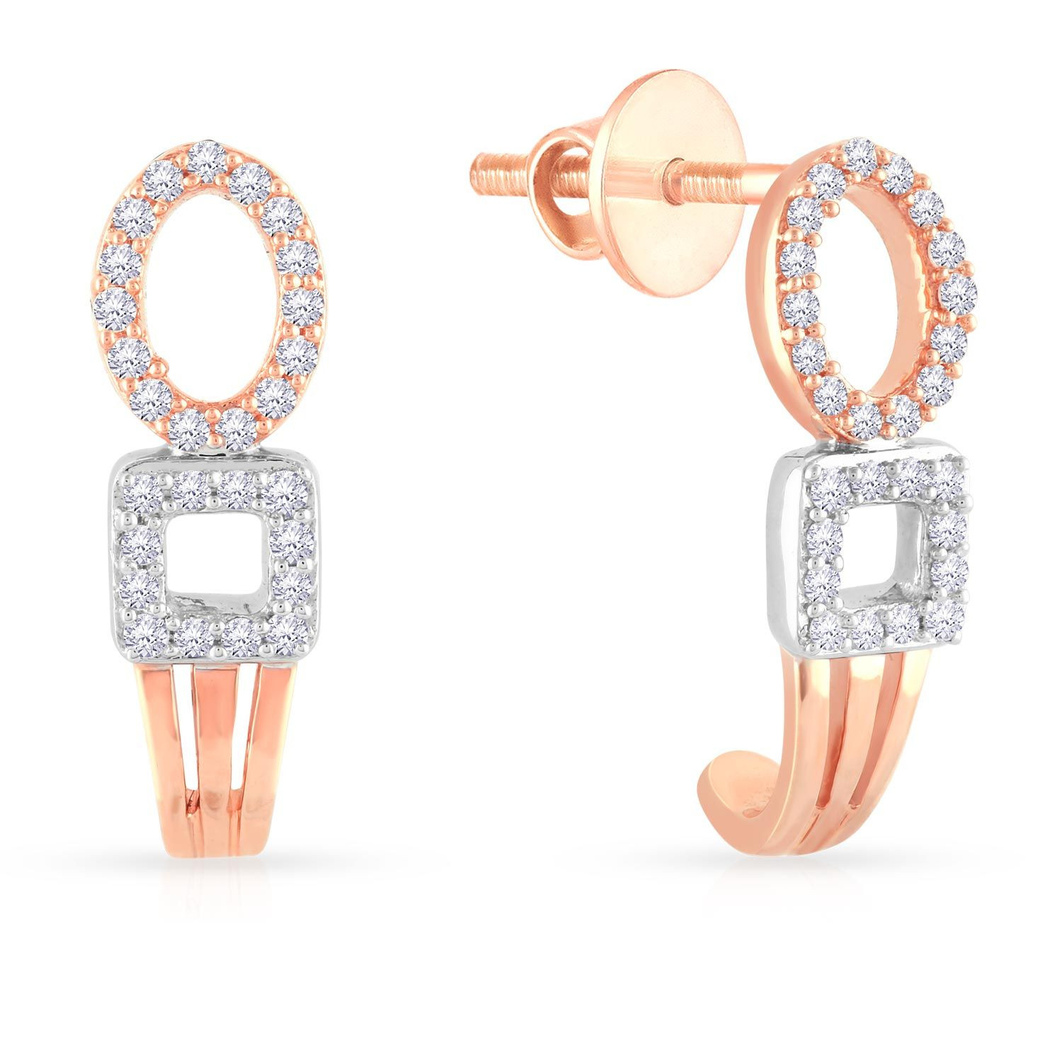 Mine Diamond Studded Gold Hoops & Bali Earring ERPDGEN11336